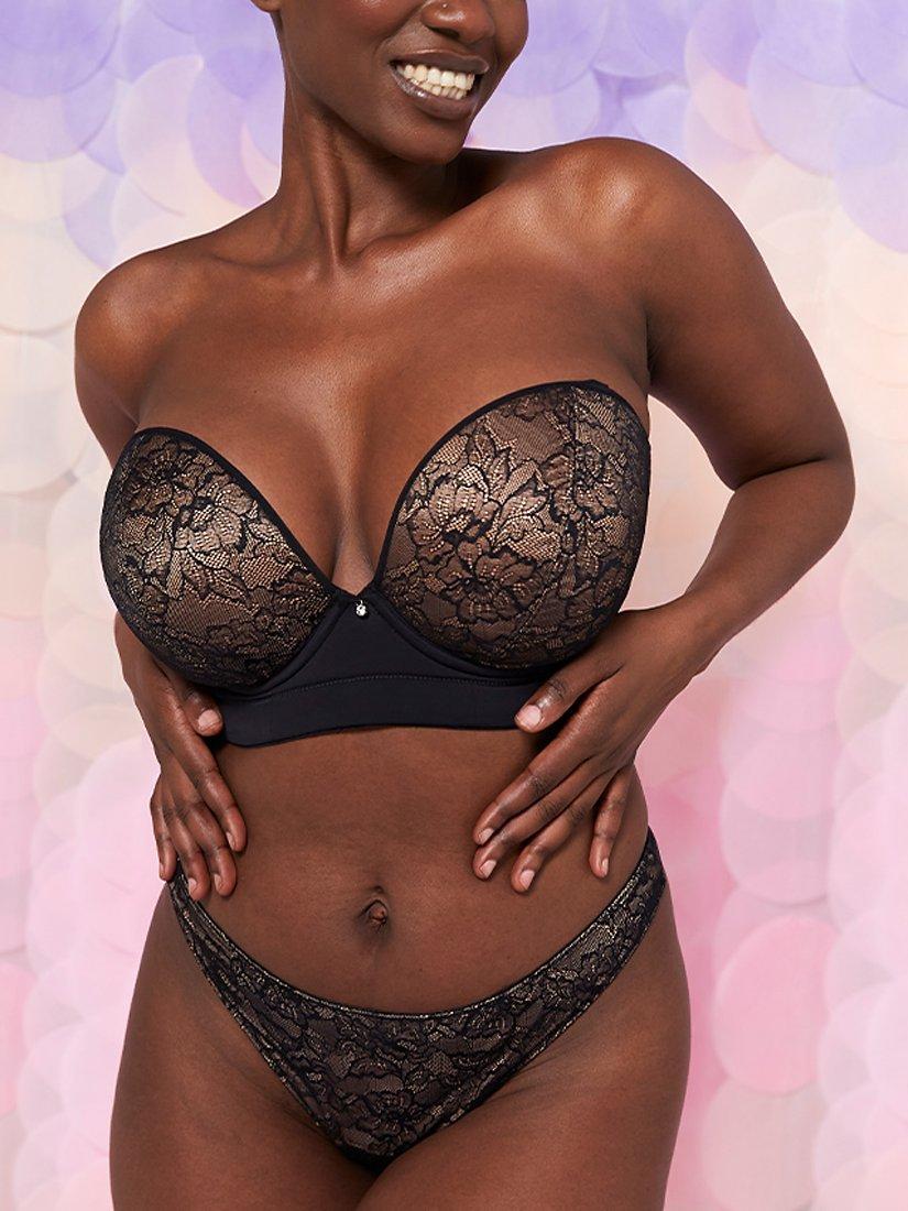 Product image 8 of 8, which shows Curvy Kate Hey Girls Strapless Superplunge Bra, Black/Latte, 30D