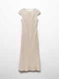 Mango Gioia Open Back Linen Midi Dress, Light Beige