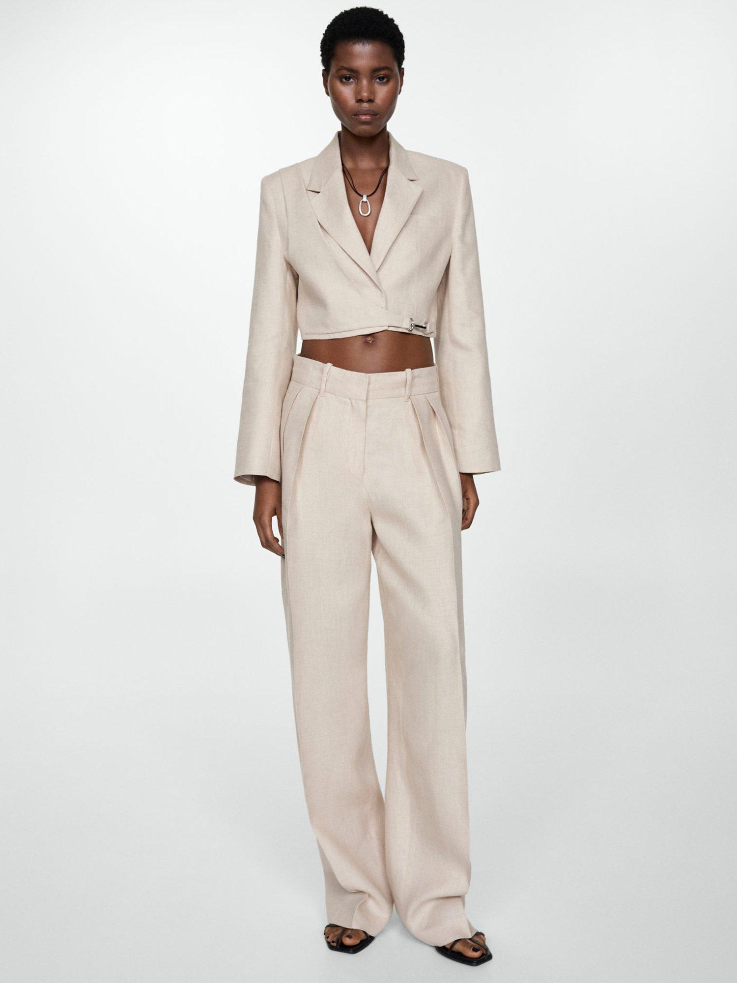 Beige cropped blazer shop