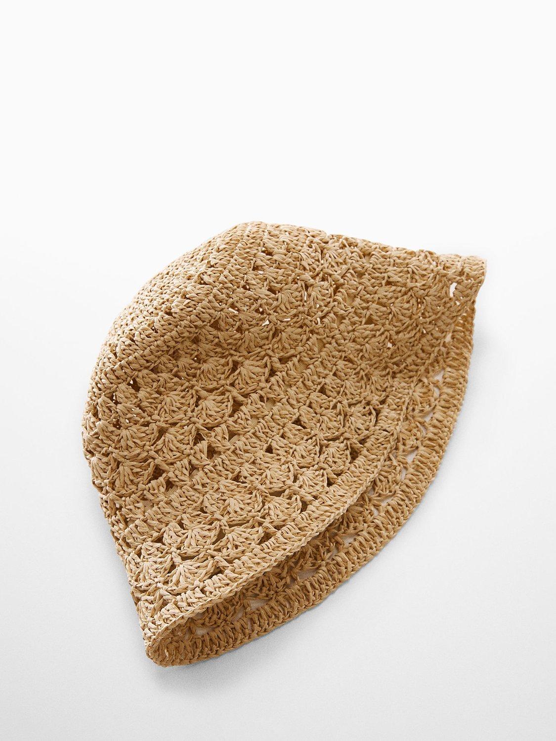 Product image 1 of 4, which shows Mango Textured Bucket Hat, Light Beige, One Size
