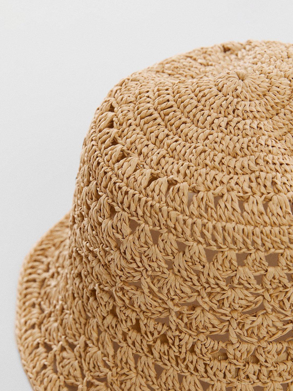 Product image 4 of 4, which shows Mango Textured Bucket Hat, Light Beige, One Size