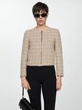 Mango Delibes Tweed Zipped Jacket, Brown