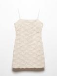 Mango Marlo Textured Flower Mini Dress, Cream