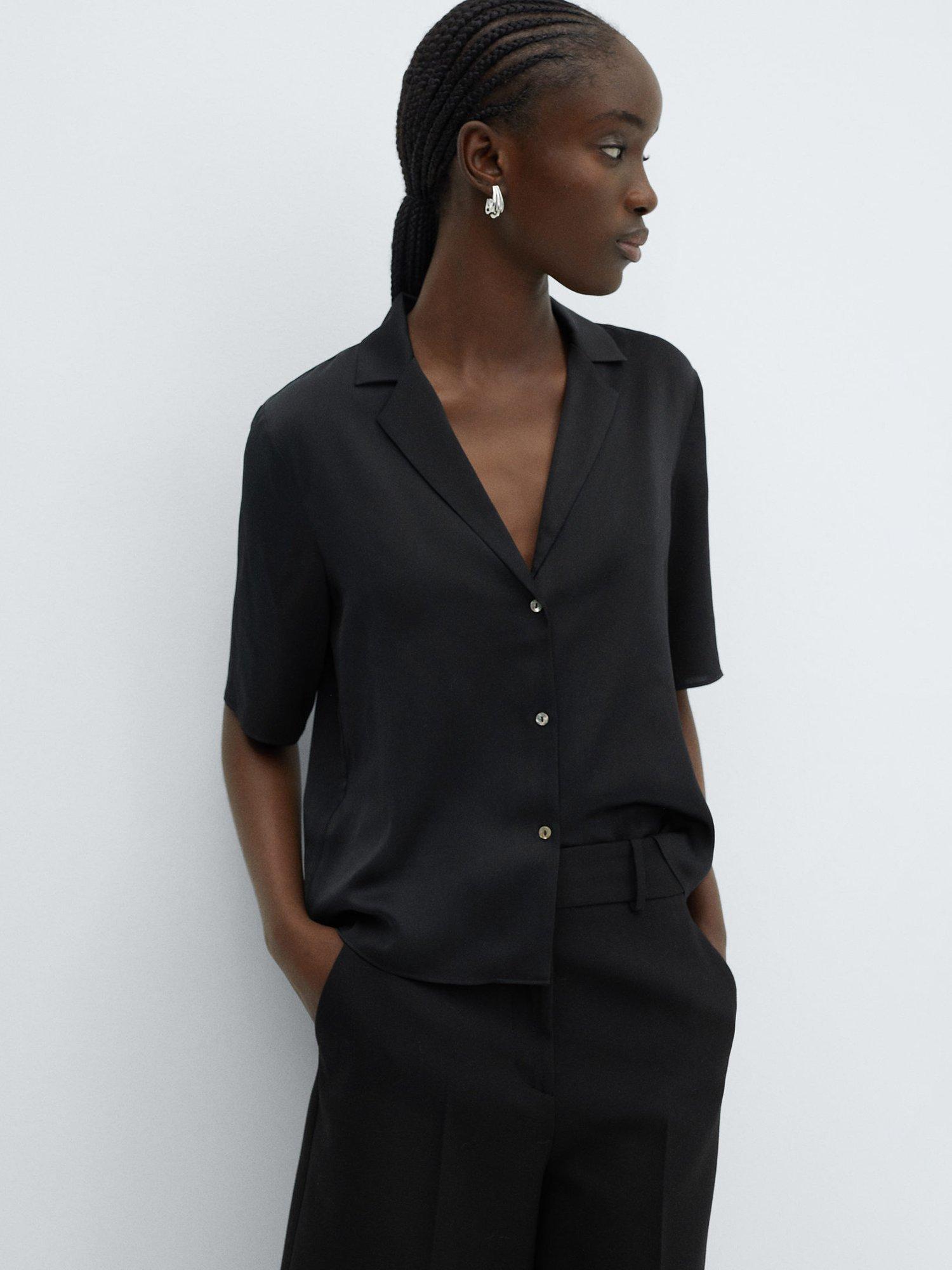 Mango Short Sleeve Satin Shirt