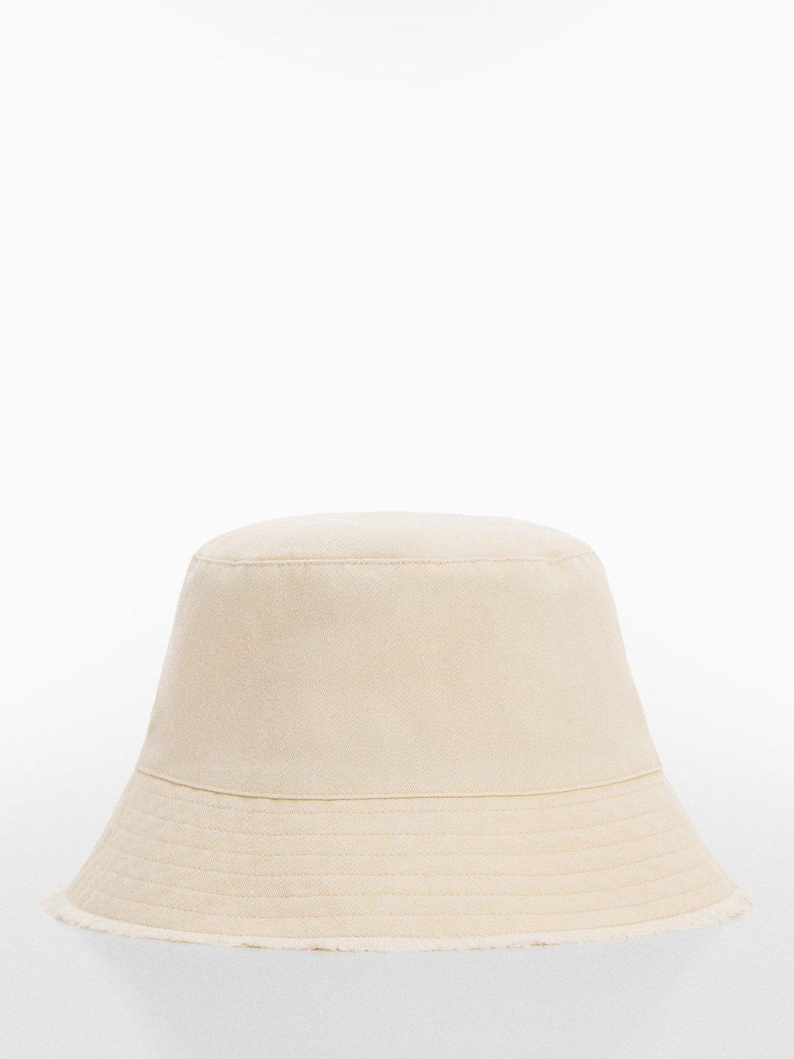 Mango Denim Bucket Hat, Natural White, One Size