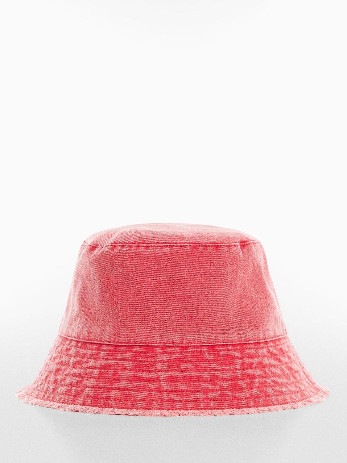 Mango Denim Bucket Hat, Red, One Size