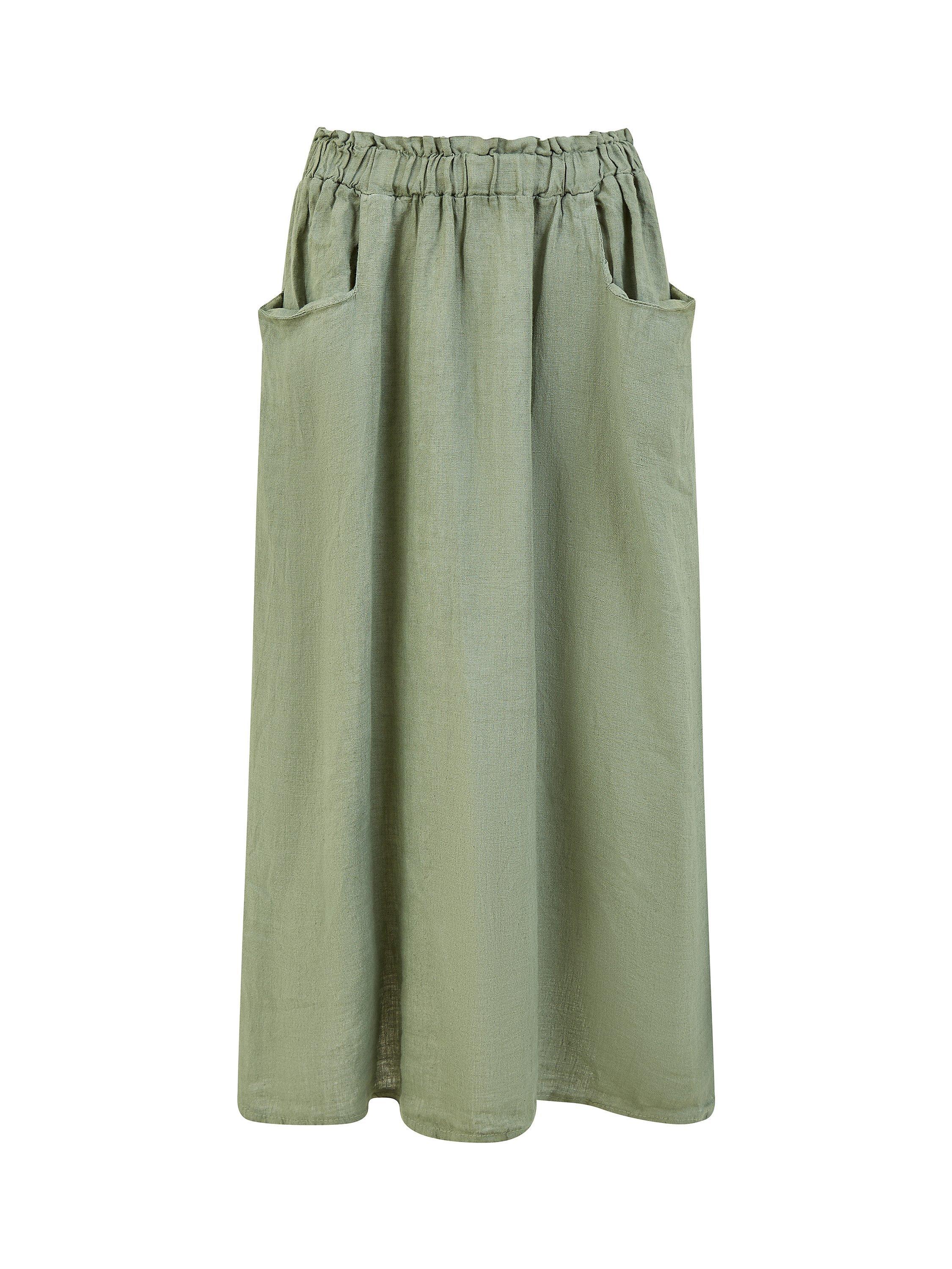 Product image 4 of 4, which shows Yumi Italian Linen Skirt, Khaki, S
