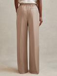 Reiss Cole Wide Leg Satin Drawstring Suit Trousers, Gold