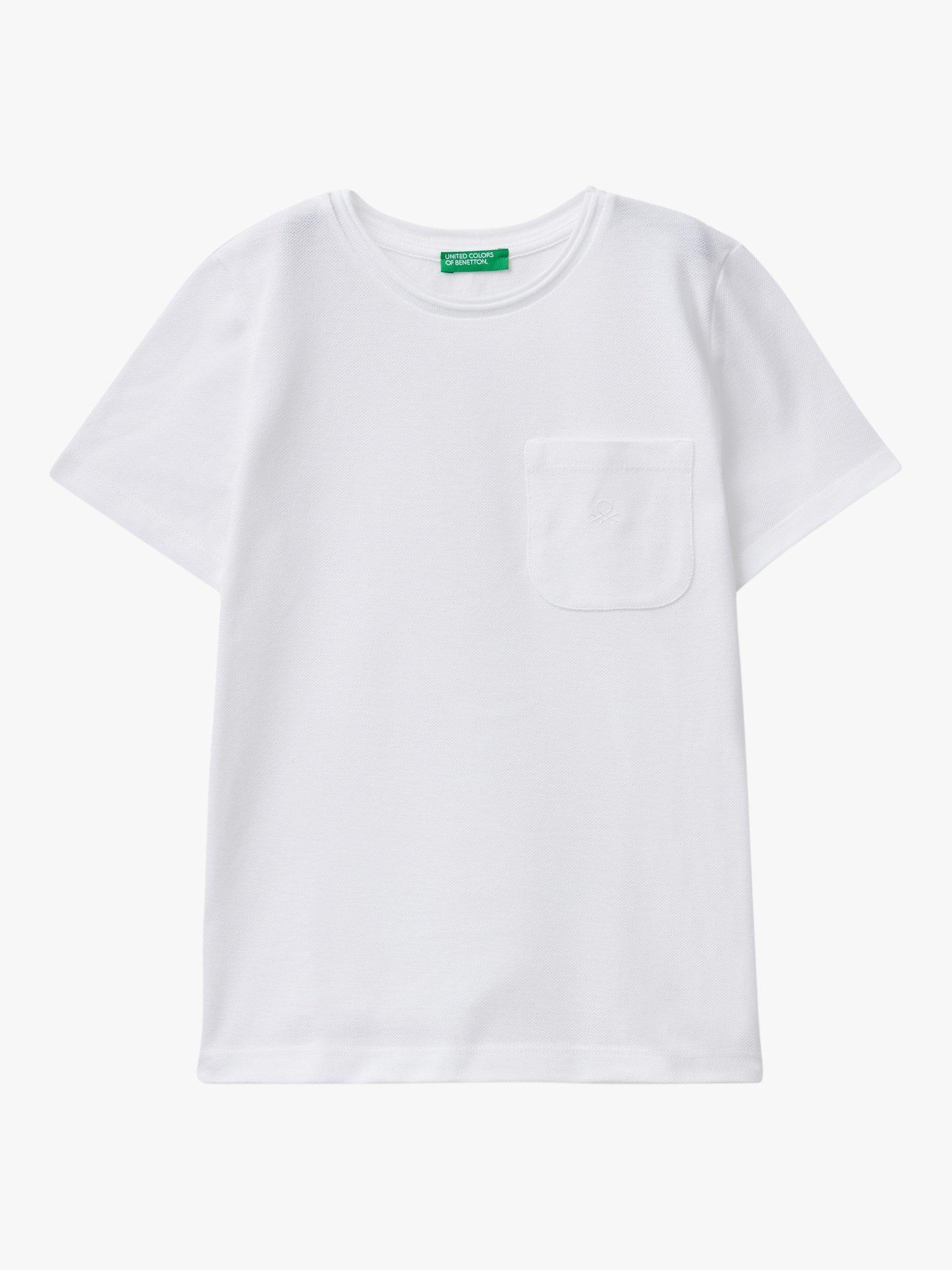 Benetton Kids' Cotton Pocket Detail T-Shirt, Optical White