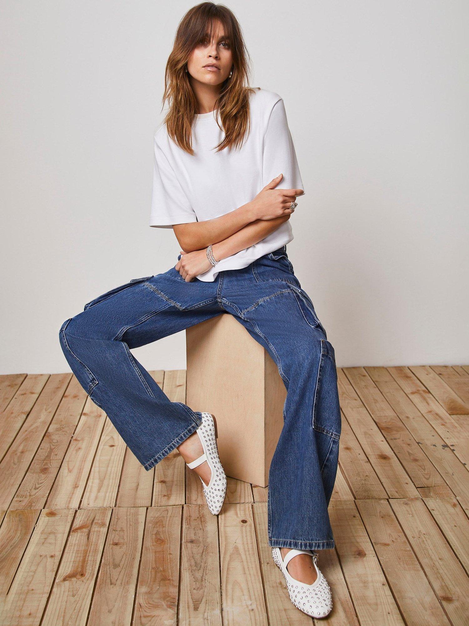 Mint Velvet Cargo Pocket Jeans, Dark Blue