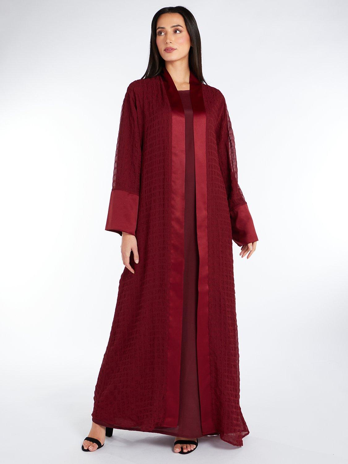 Product image 1 of 3, which shows Aab Crinkled Chiffon Kimono, Red Burgundy, S Regular