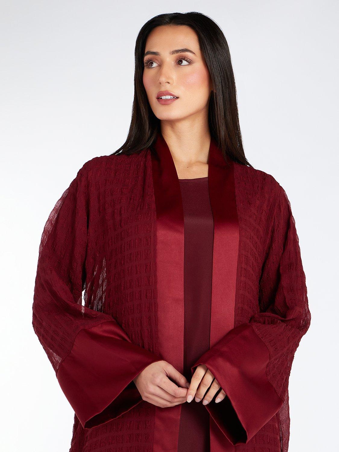 Product image 3 of 3, which shows Aab Crinkled Chiffon Kimono, Red Burgundy, S Regular
