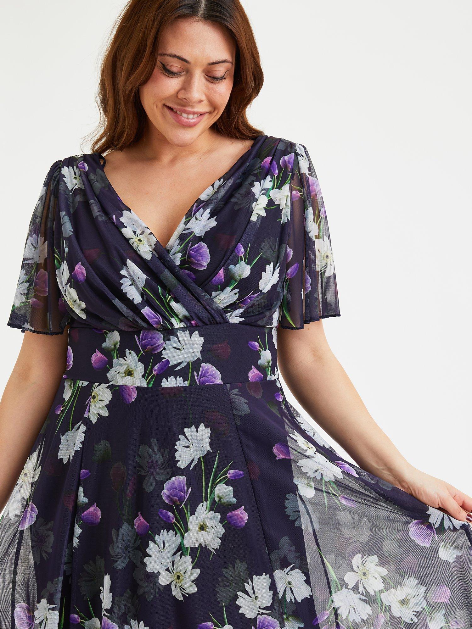Product image 2 of 4, which shows Scarlett & Jo Victoria Floral Midi Dress, Dark Navy/Multi, 12