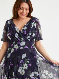 Scarlett & Jo Victoria Floral Midi Dress, Dark Navy/Multi - view 2, Dark Navy/Multi