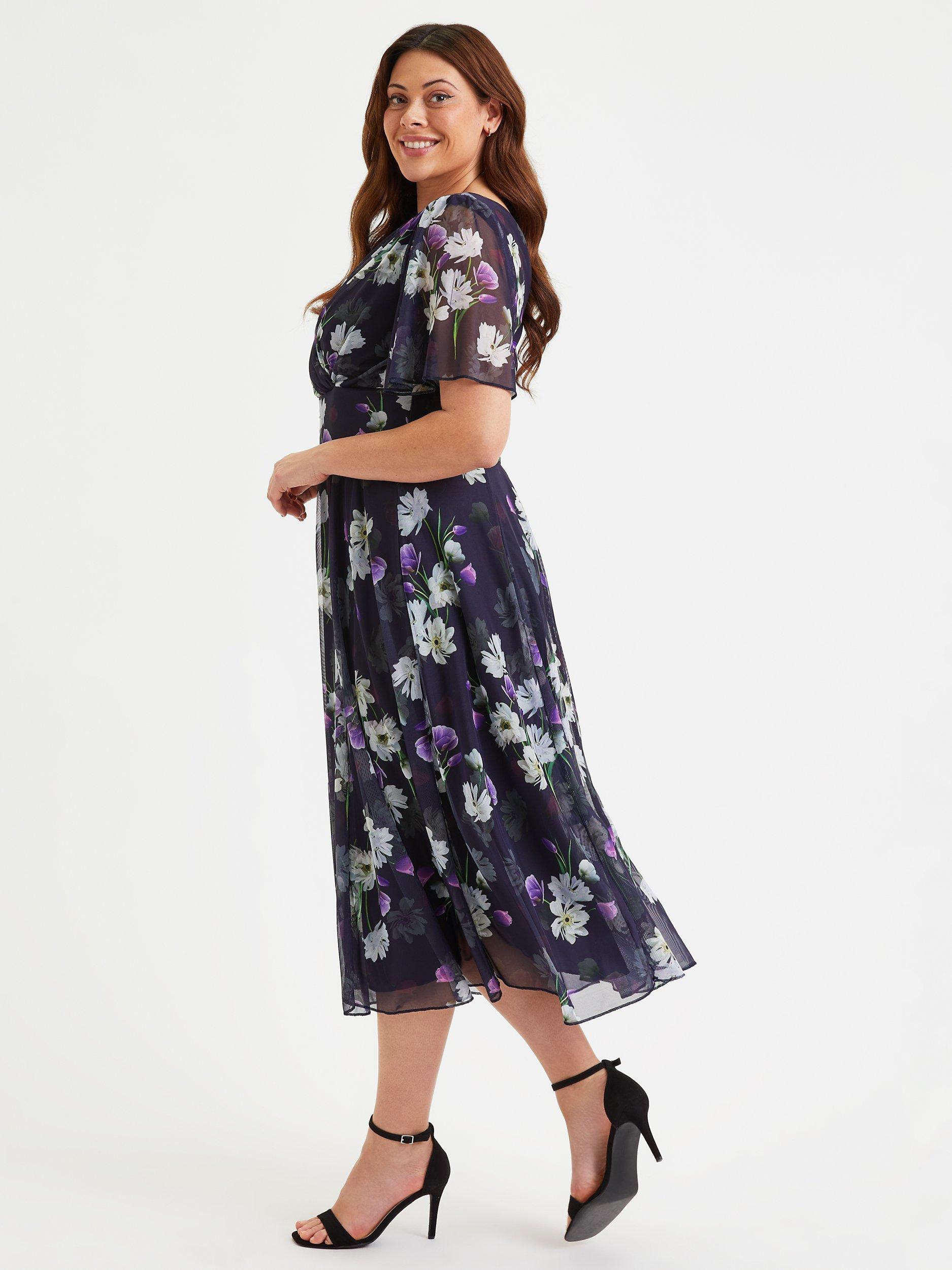 Product image 3 of 4, which shows Scarlett & Jo Victoria Floral Midi Dress, Dark Navy/Multi, 12