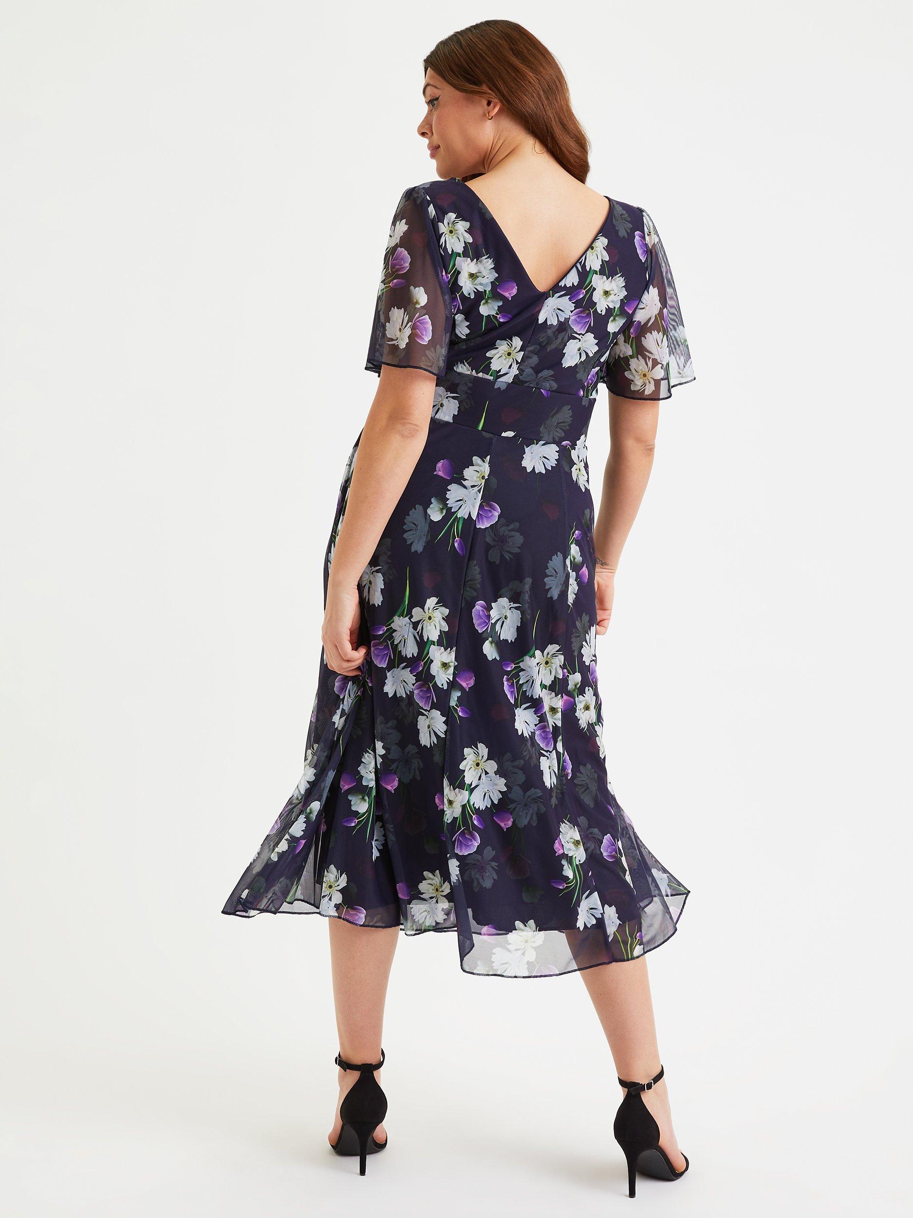 Product image 4 of 4, which shows Scarlett & Jo Victoria Floral Midi Dress, Dark Navy/Multi, 12