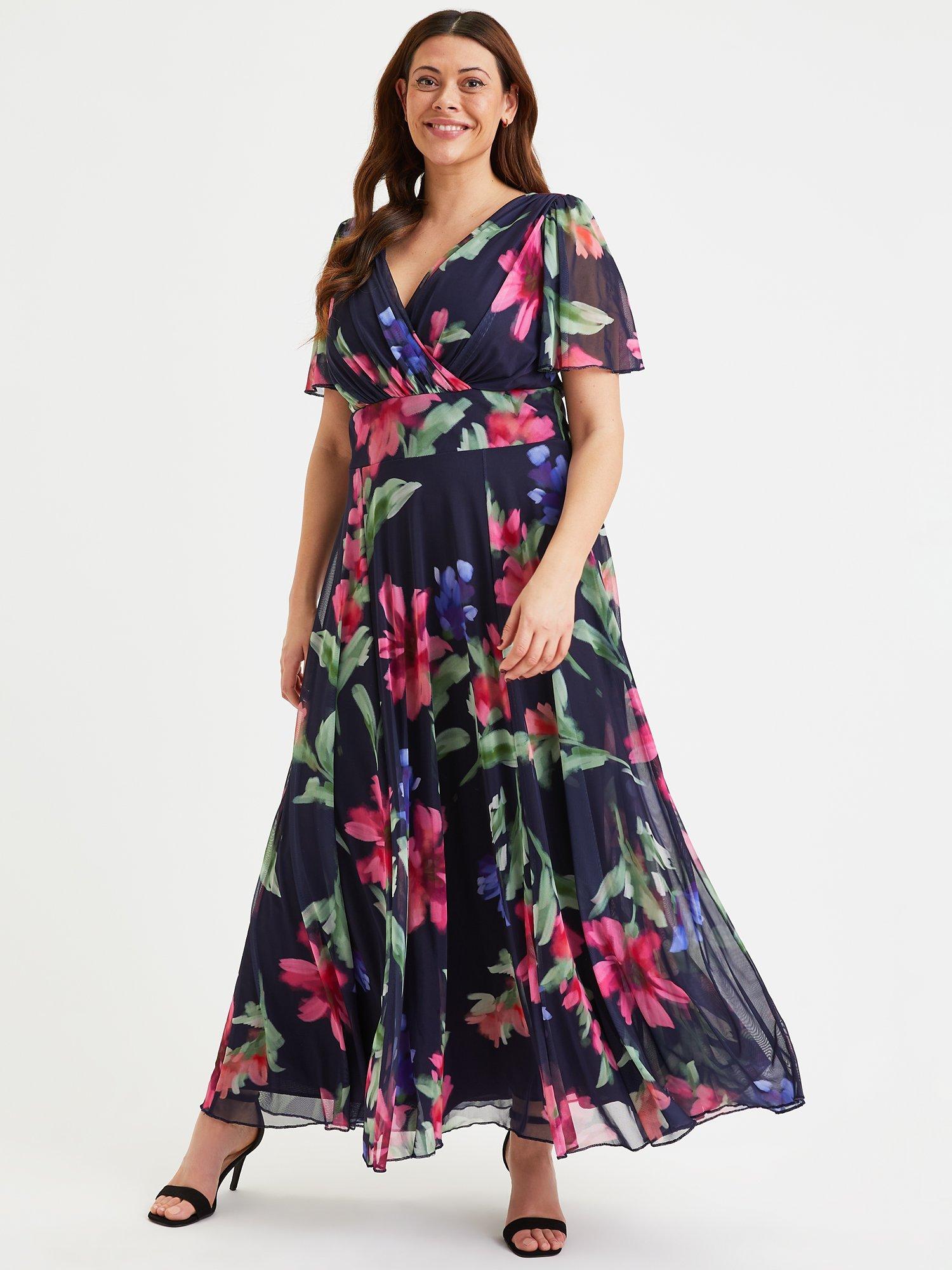 Product image 1 of 4, which shows Scarlett & Jo Isabelle Floral Maxi Dress, Navy/Pink, 12