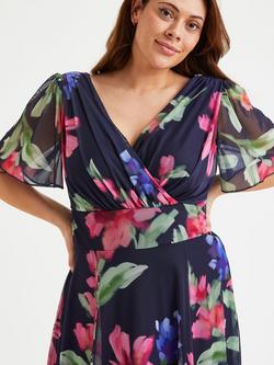 Scarlett & Jo Isabelle Floral Maxi Dress, Navy/Pink - view 2, Navy/Pink