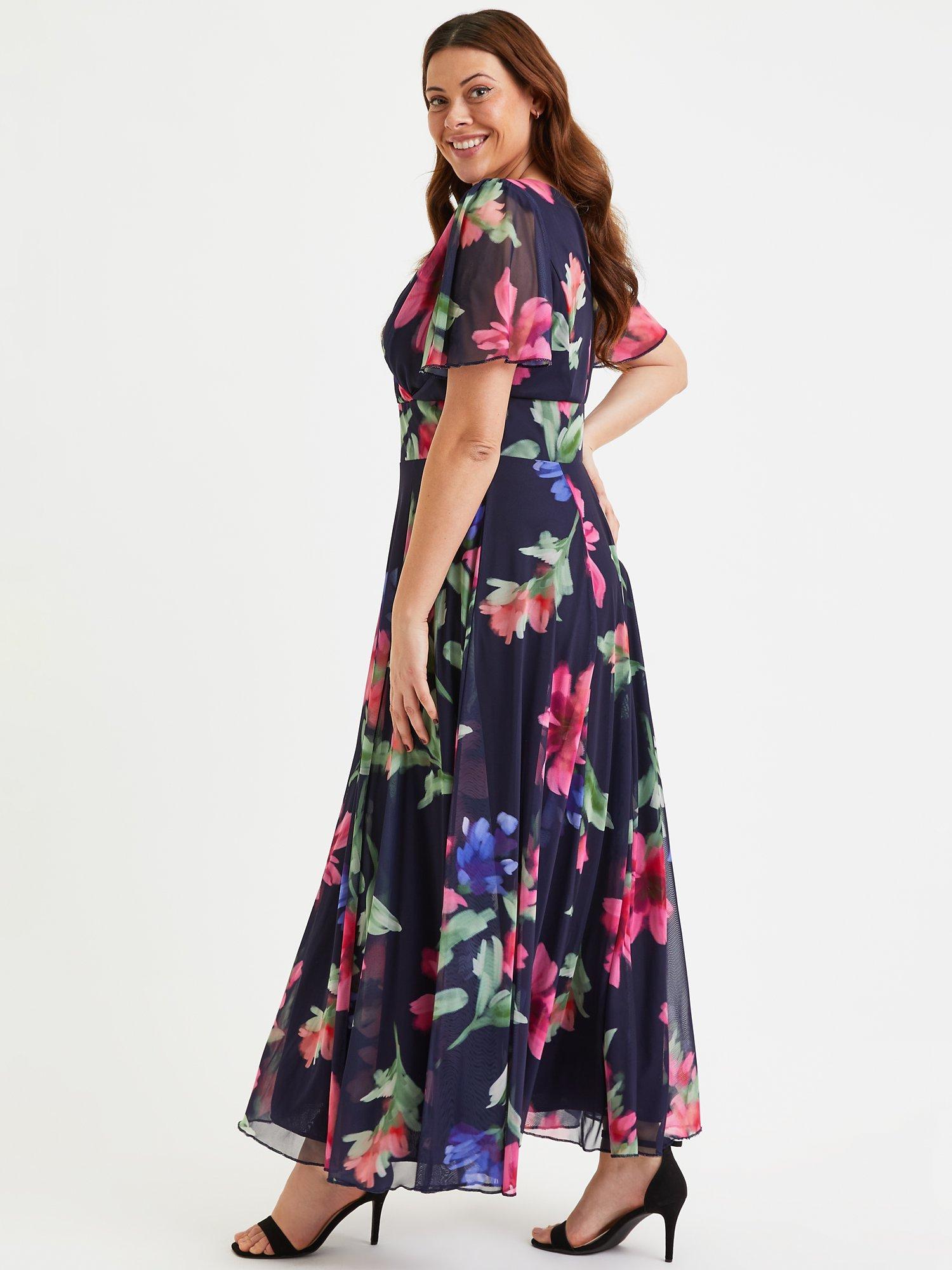 Product image 3 of 4, which shows Scarlett & Jo Isabelle Floral Maxi Dress, Navy/Pink, 12