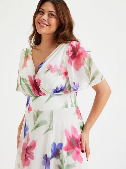 Scarlett & Jo Isabelle Floral Maxi Dress, Ivory/Multi - view 2, Ivory/Multi