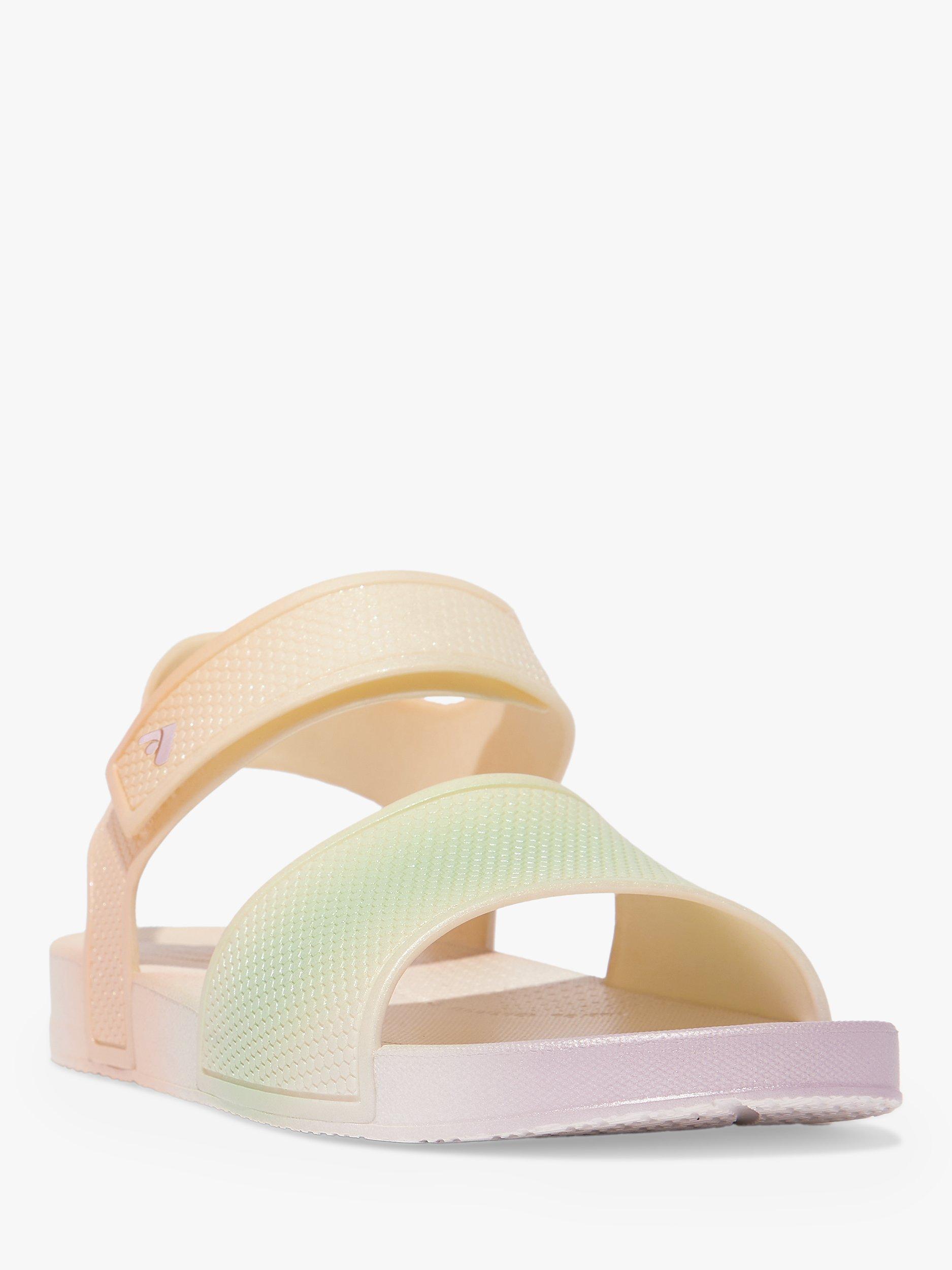 Product image 2 of 4, which shows FitFlop Kids' Iqushion Backstrap Sandal, Urban White/Mix, 1 Jnr