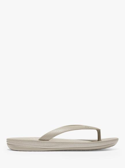 FitFlop Kids' Iqushion Pearlised Flip Flops, Silver, Silver