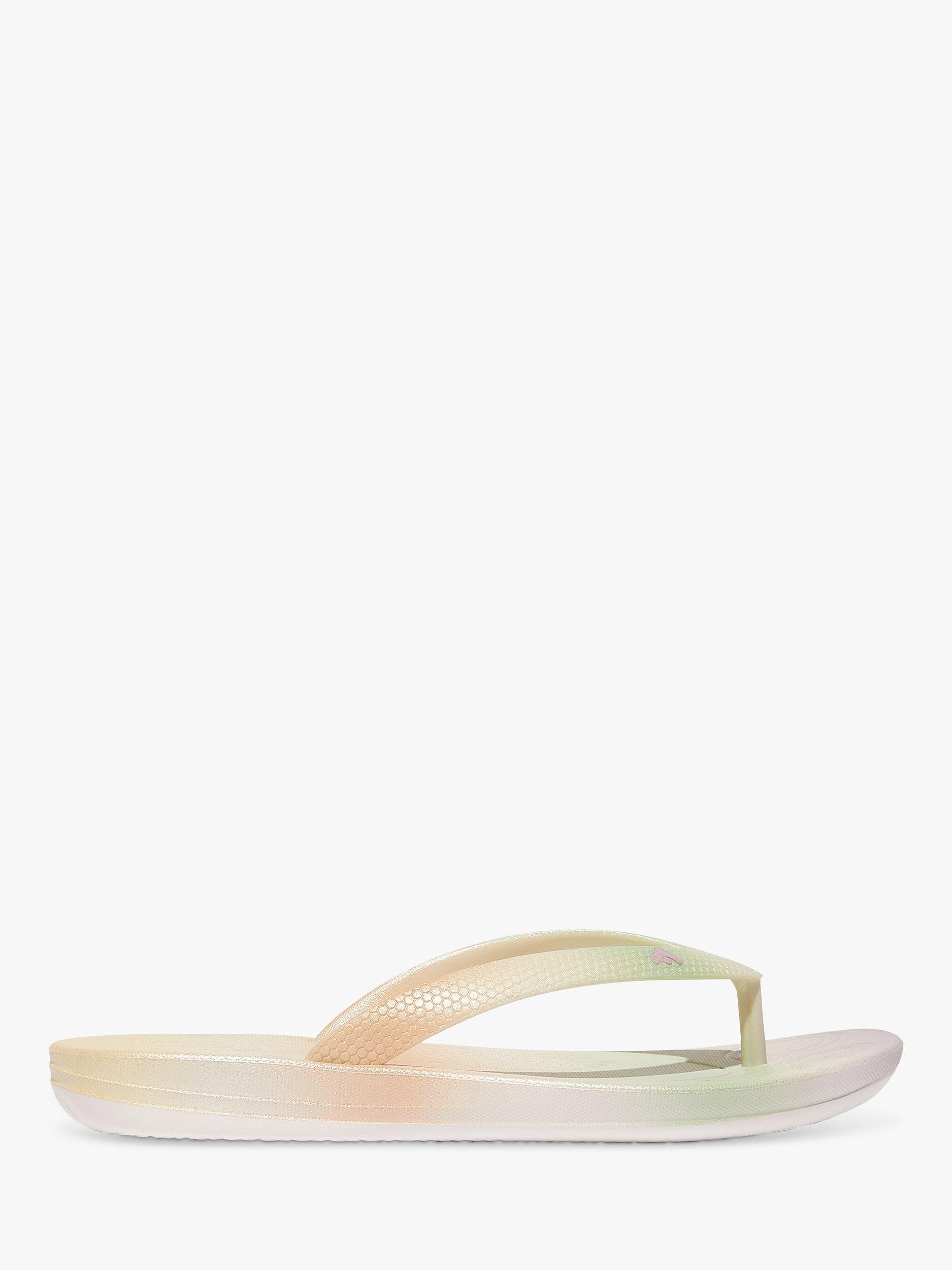 Product image 1 of 4, which shows FitFlop Kids' Iqushion Flip Flops, Urban White/Mix, 1 Jnr