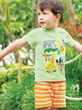 Frugi Baby Little Creature Organic Cotton Jungle Applique T-Shirt, Kiwi Marl/Multi