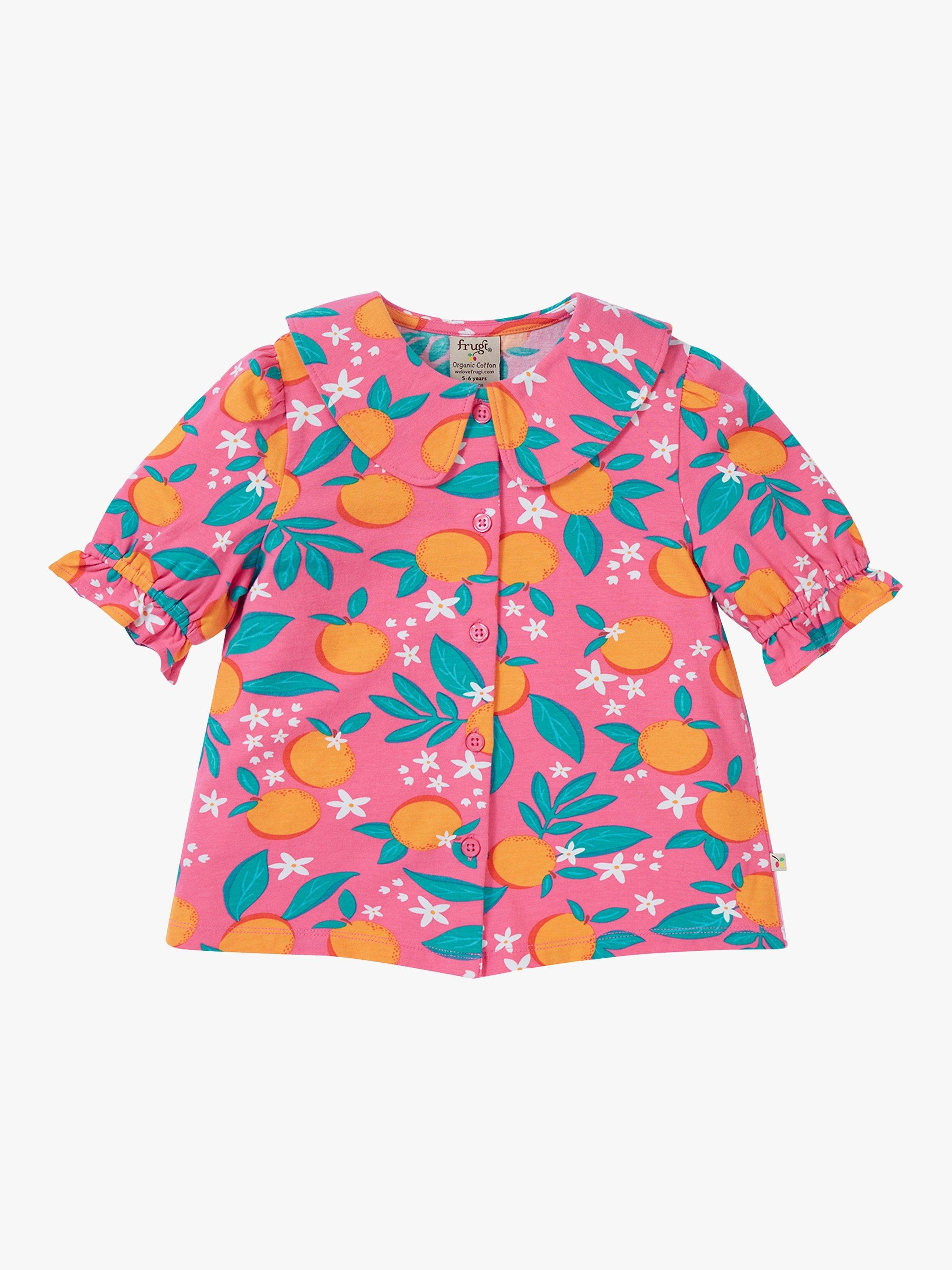 Product image 2 of 5, which shows Frugi Kids' Karensa Organic Cotton Orange Blossom Top, Multi, 2-3 years