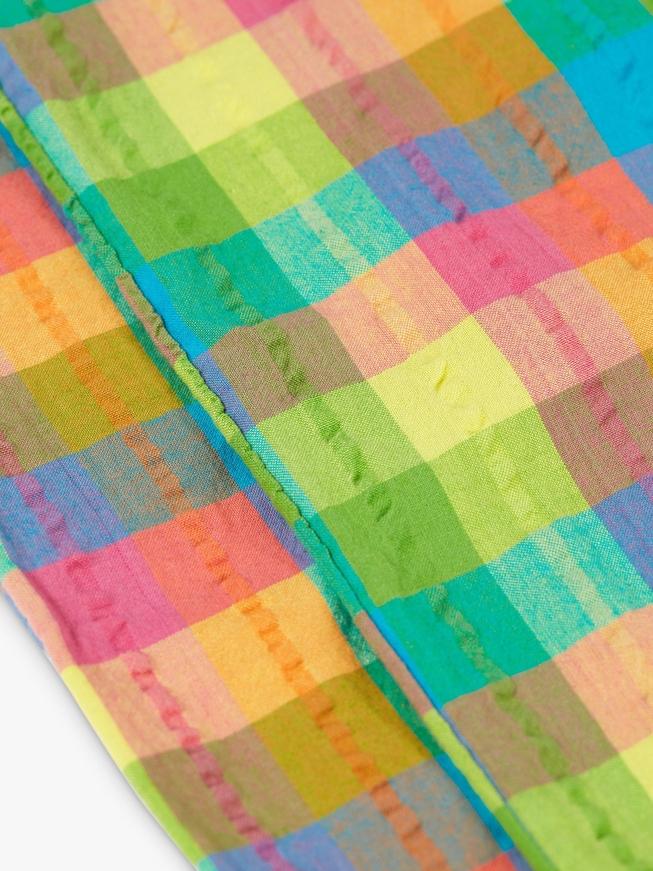 Frugi Kids' Kynance Organic Cotton Gingham Seersucker Dungarees, Summertime, 2-3 years