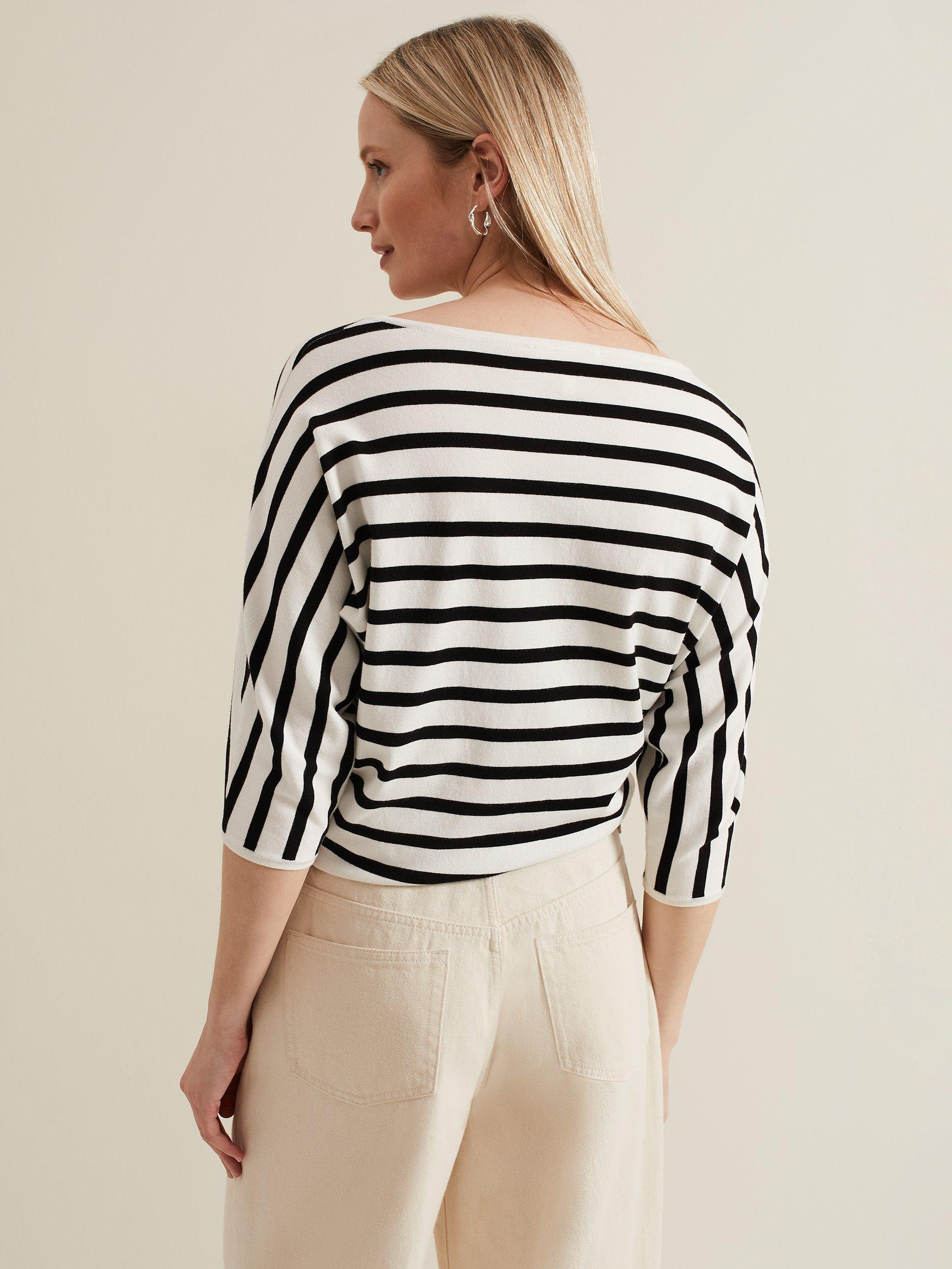 Product image 2 of 7, which shows Phase Eight Cristine Ecovero Knit Jumper, Black/Ivory, S