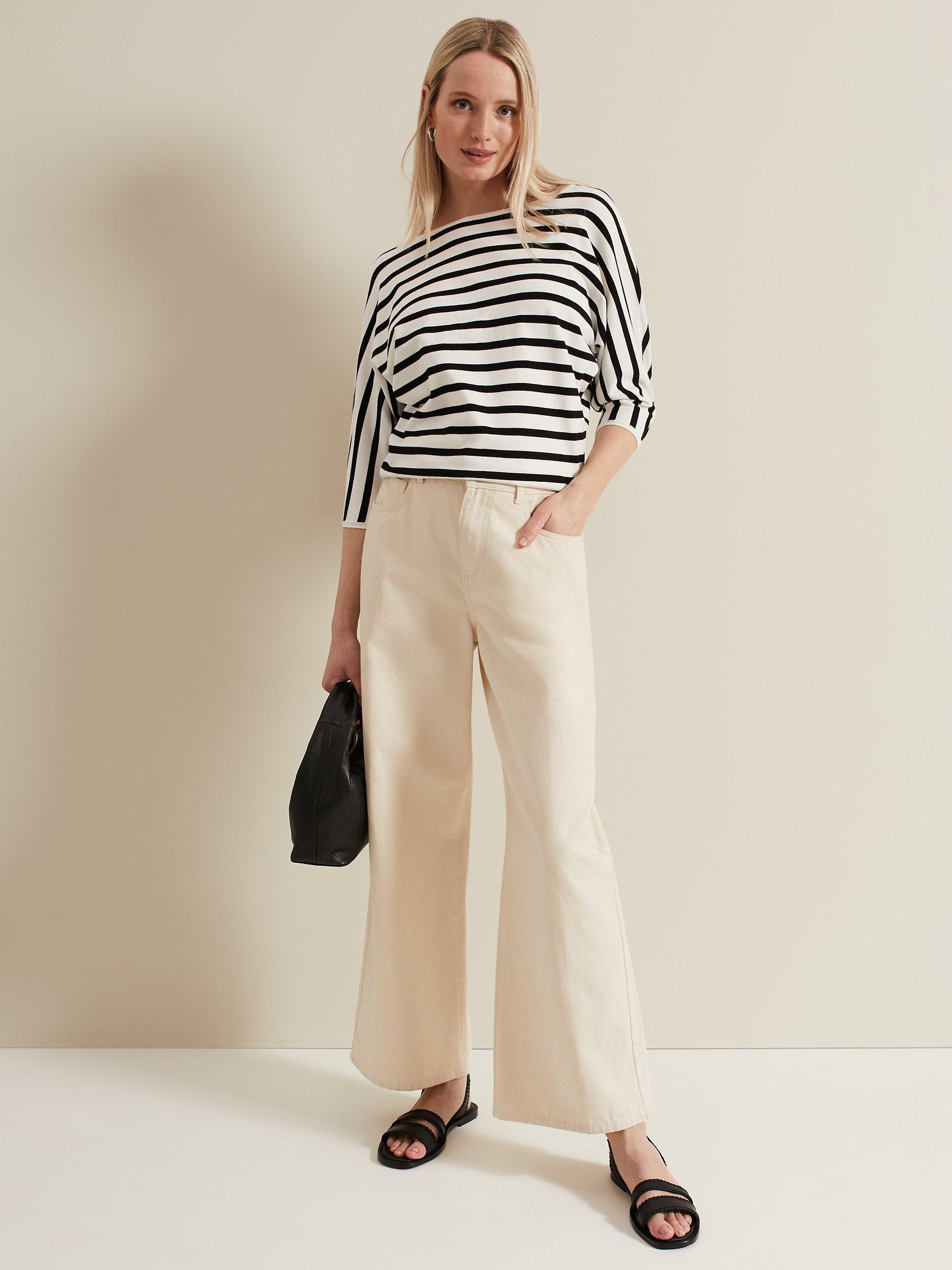 Product image 3 of 7, which shows Phase Eight Cristine Ecovero Knit Jumper, Black/Ivory, S