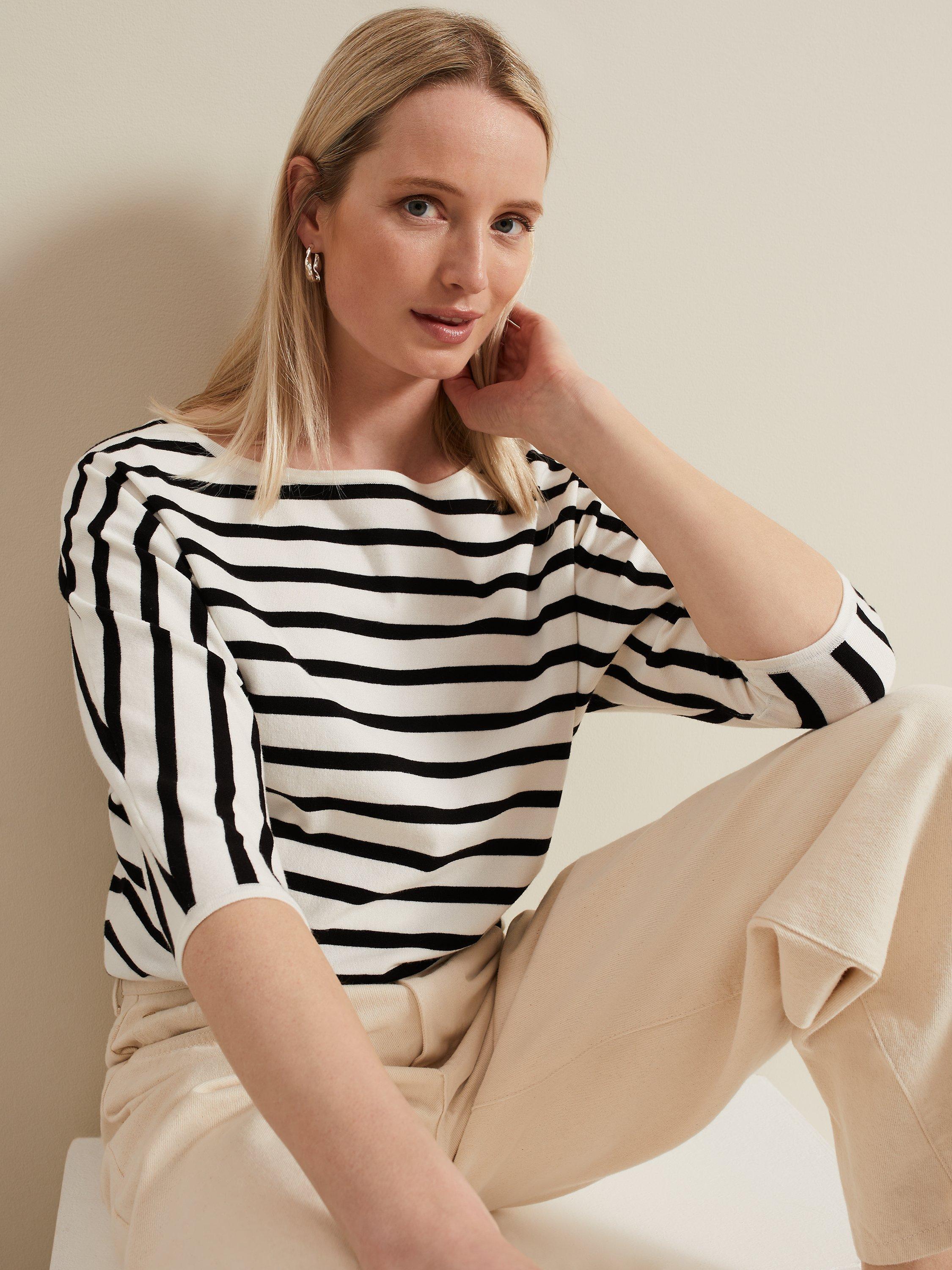 Product image 4 of 7, which shows Phase Eight Cristine Ecovero Knit Jumper, Black/Ivory, S