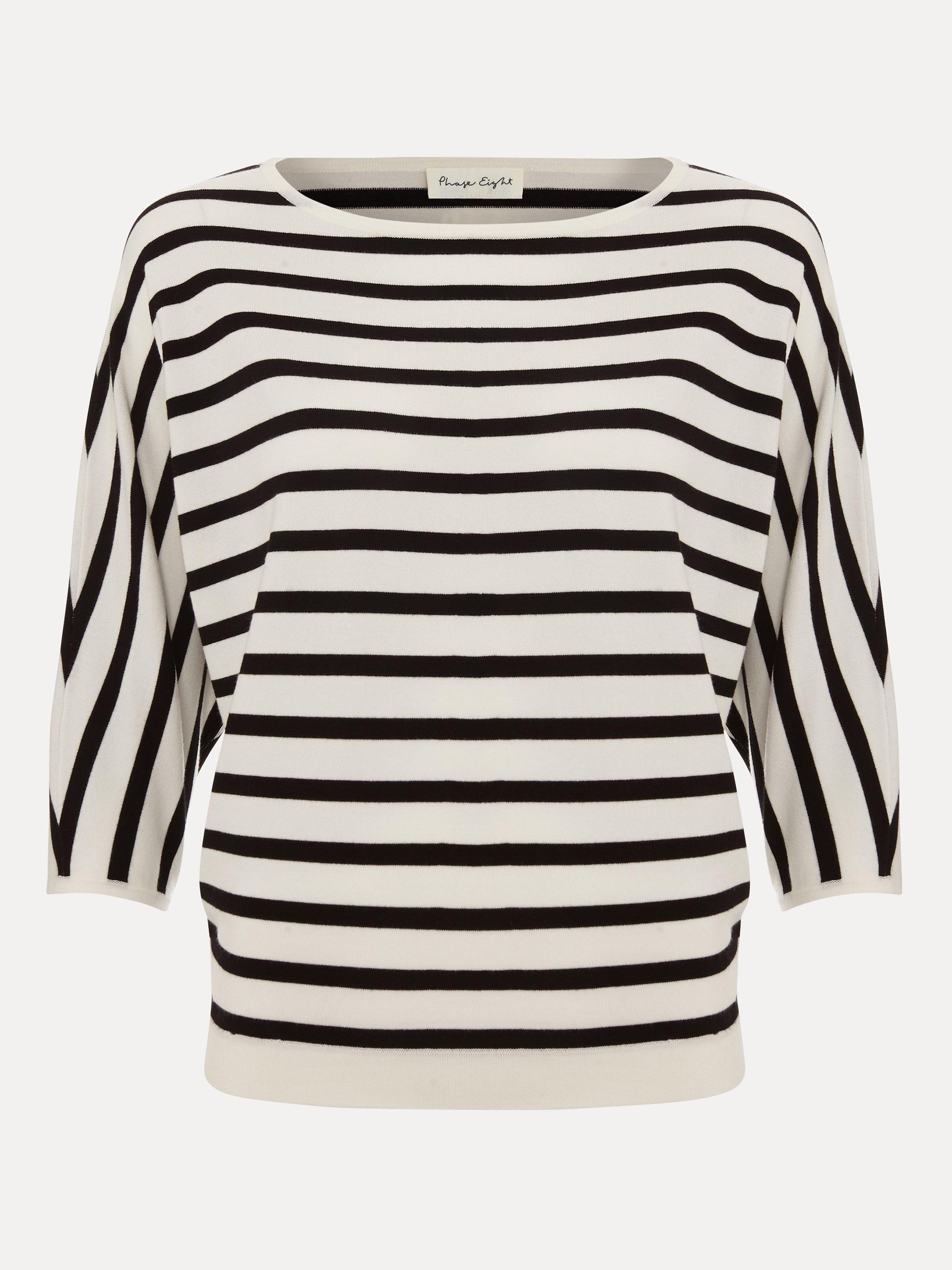 Product image 5 of 7, which shows Phase Eight Cristine Ecovero Knit Jumper, Black/Ivory, S