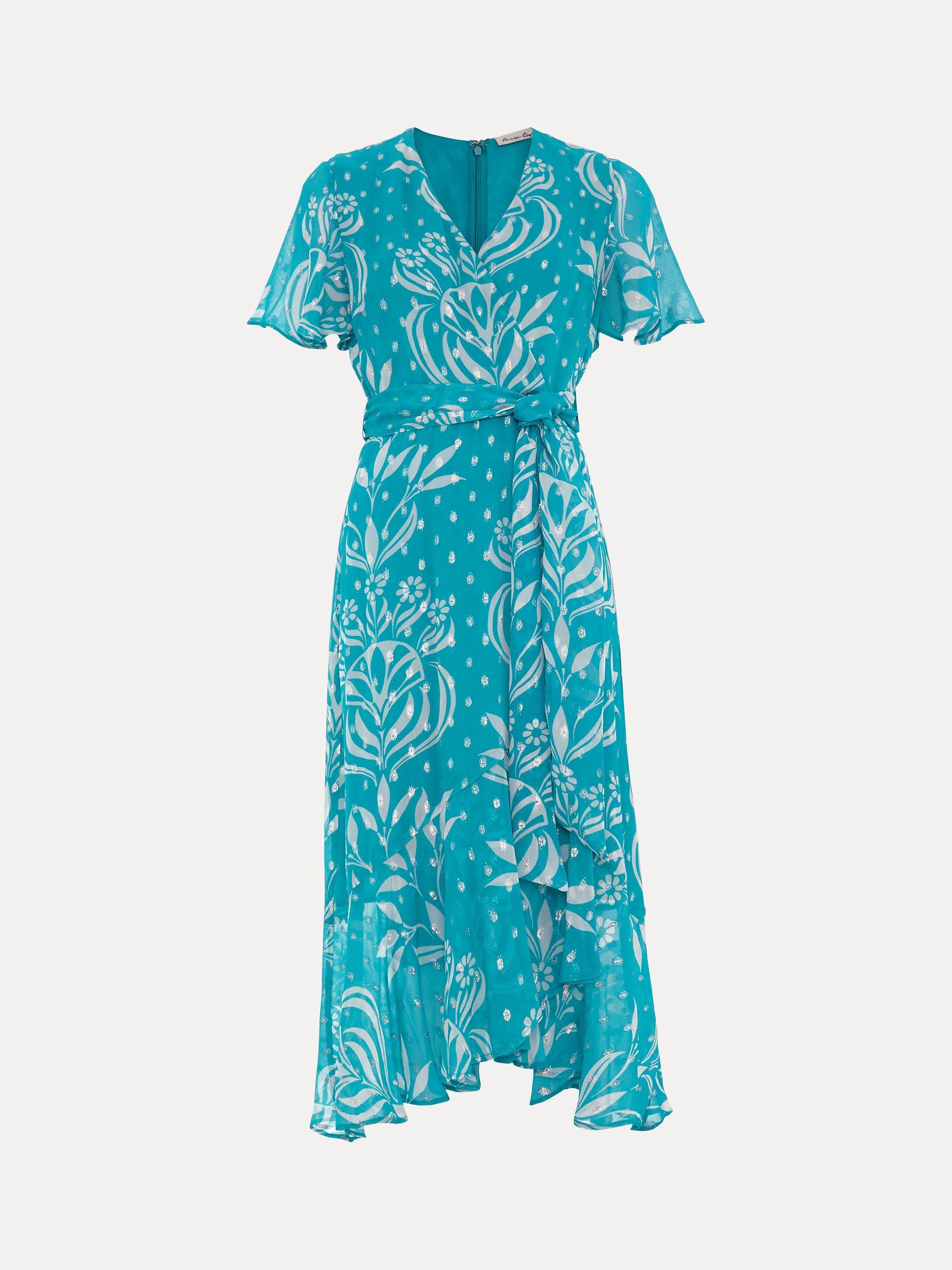 Product image 5 of 7, which shows Phase Eight Amy Floral Dress, Blue, 8