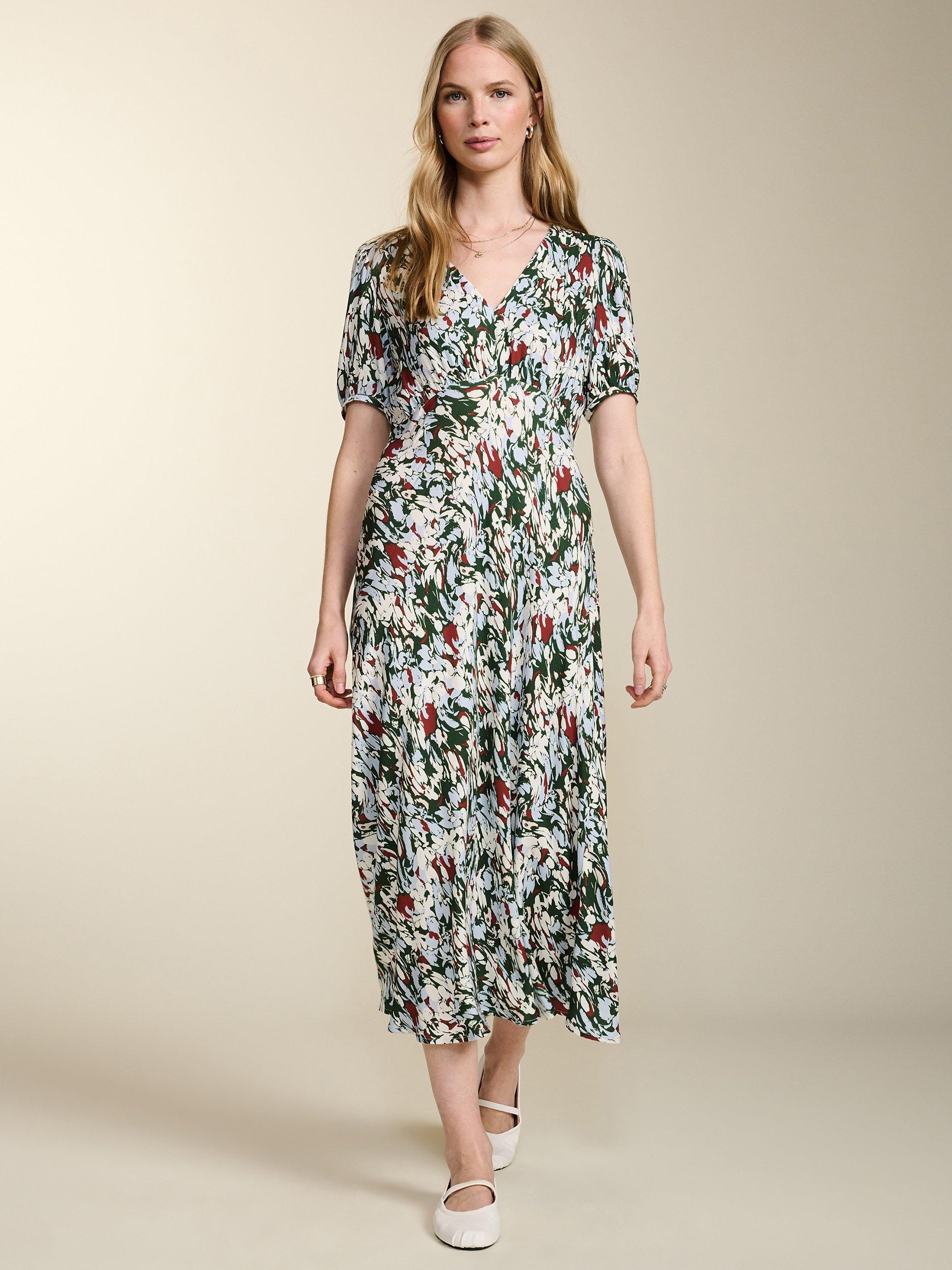 Baukjen Kaydence Abstract Floral Midi Dress, Green Marble