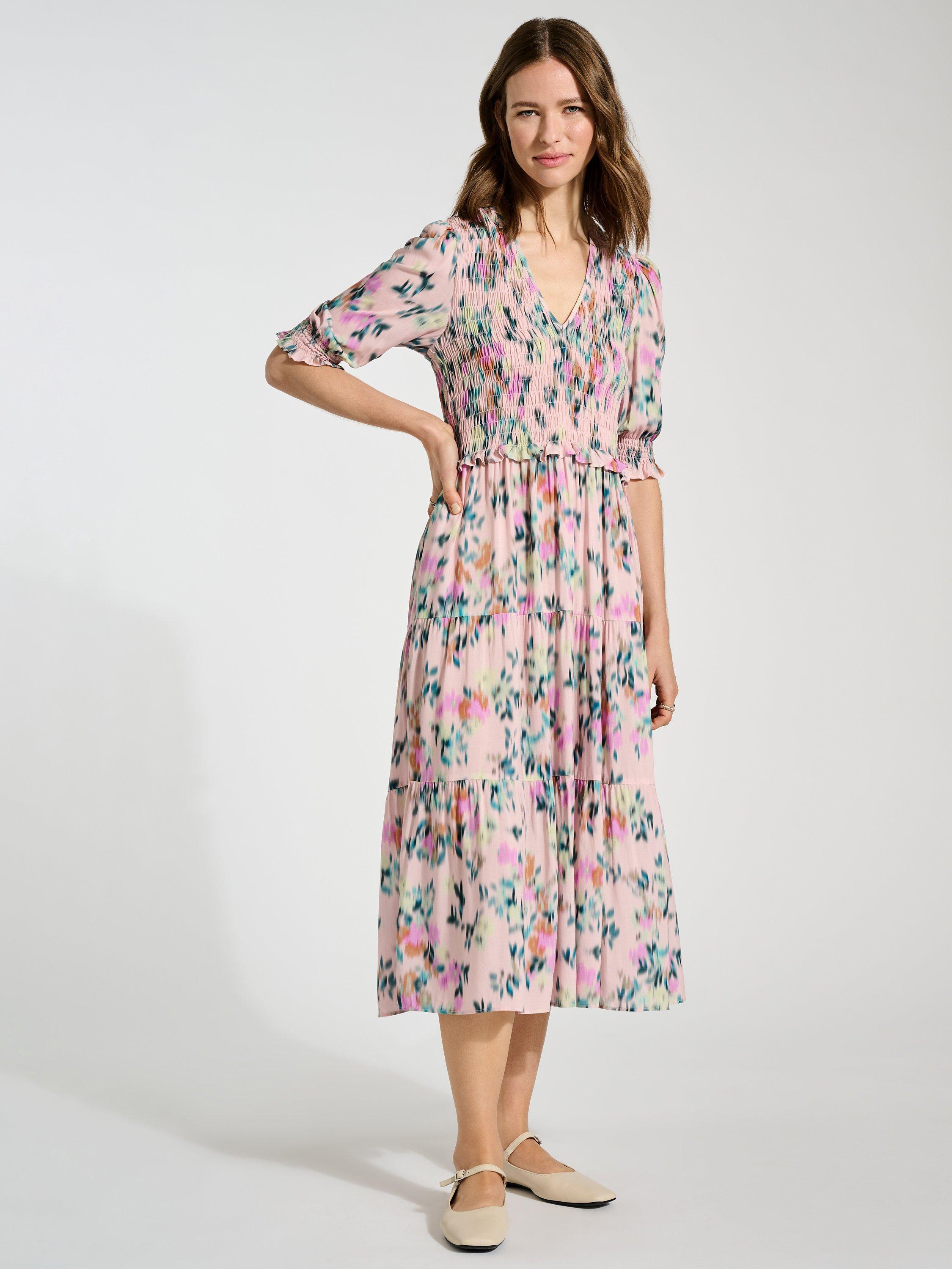 Baukjen Florence Floral Blur Dress, Pink