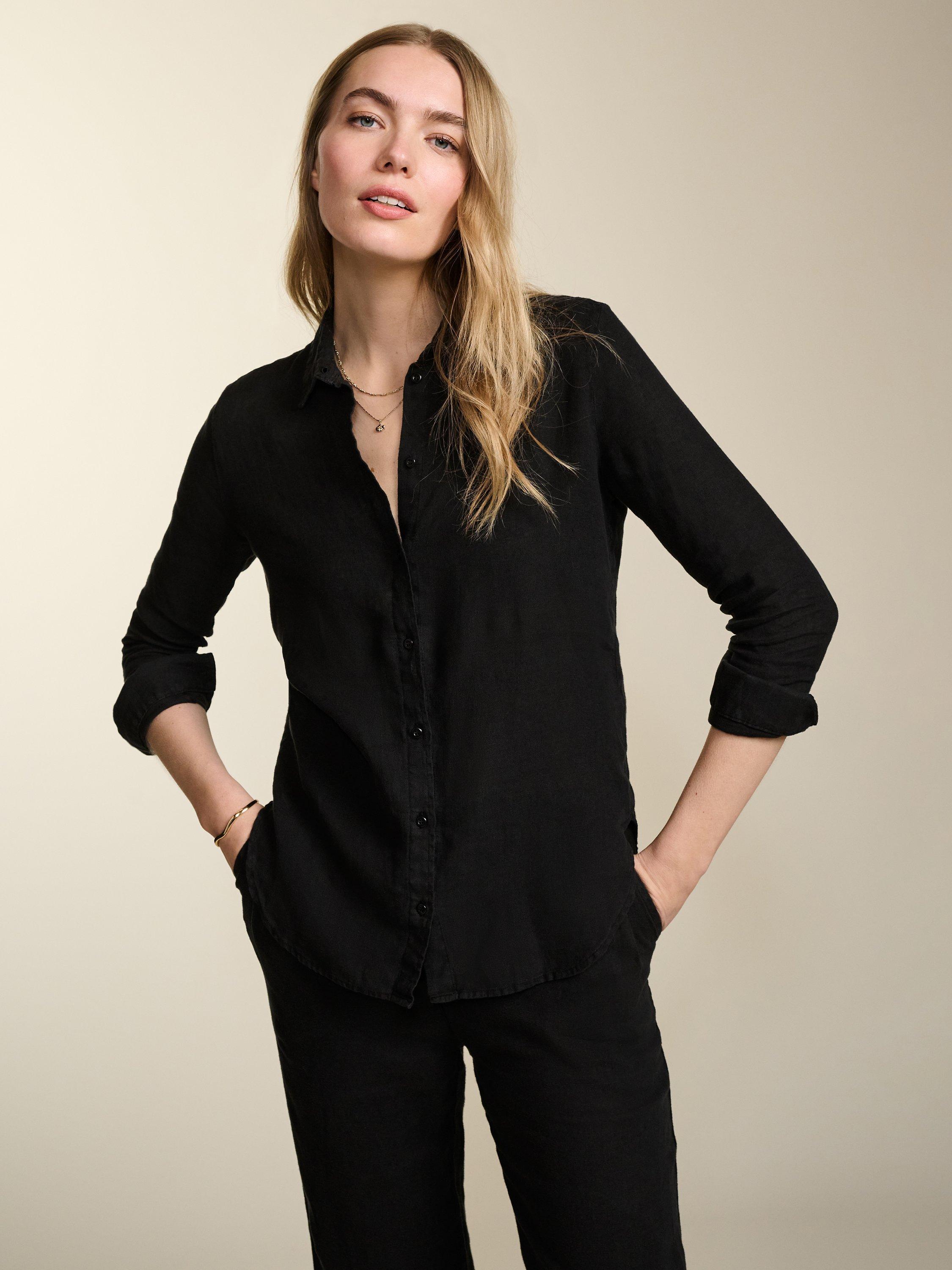 Baukjen Martine Linen Shirt, Caviar Black