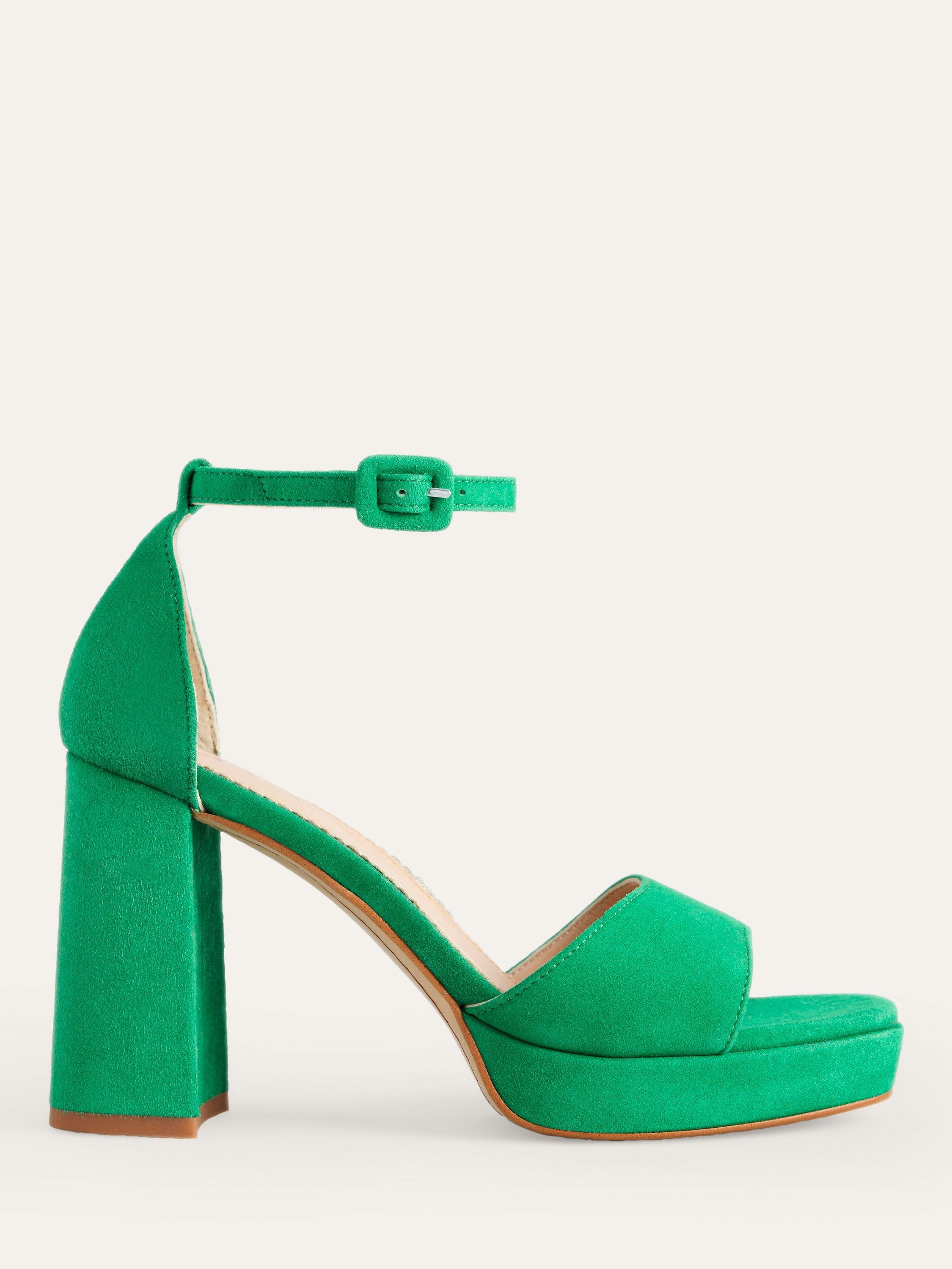 Boden Suede Block Heel Platform Sandals Green