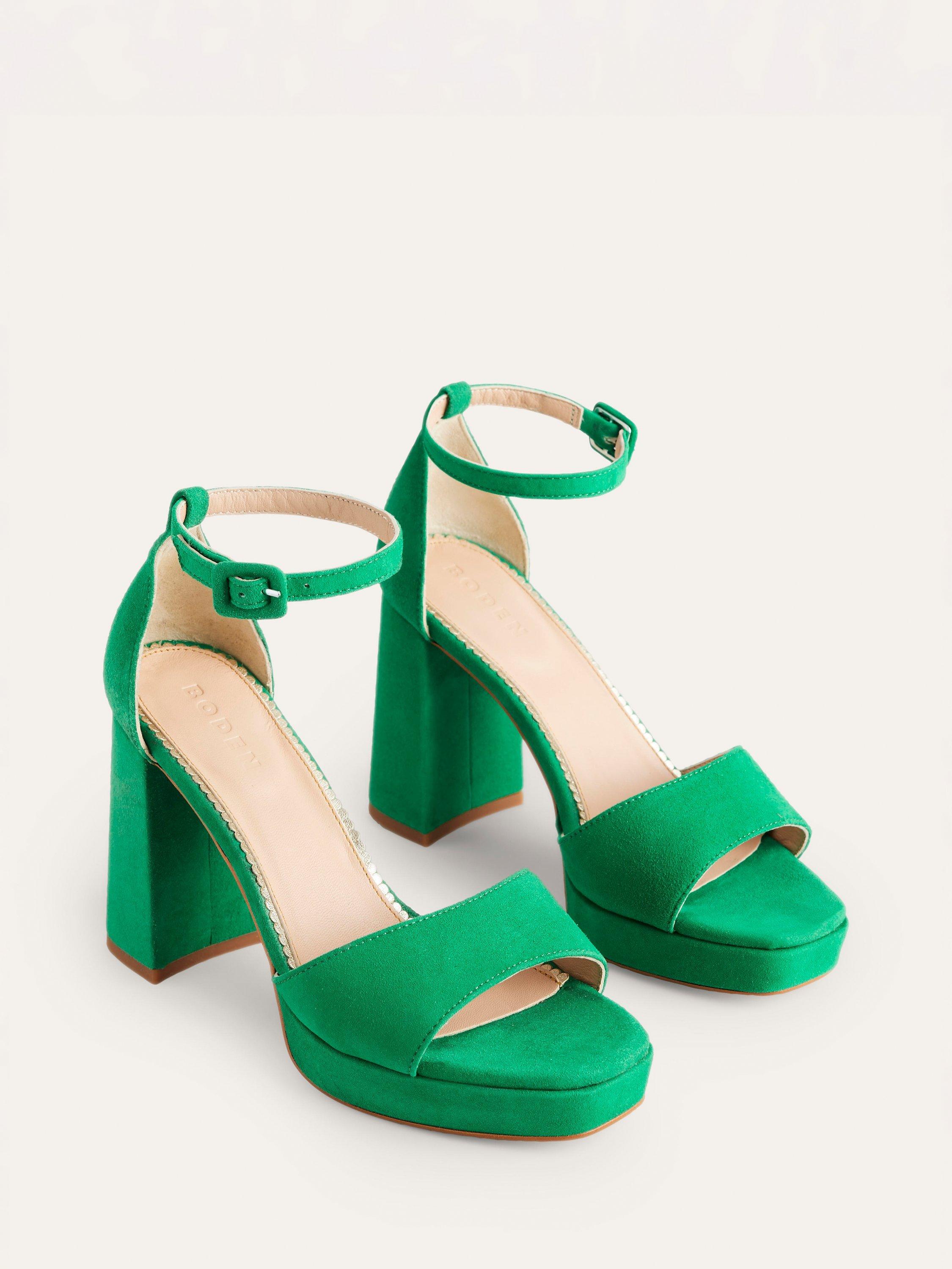 Boden Suede Block Heel Platform Sandals Green