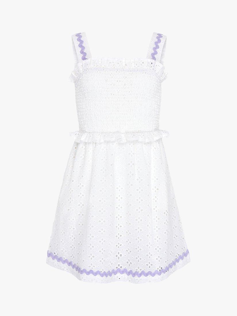 Olivia Rubin Kids' Cotton Broderie Anglaise Midi Dress, White