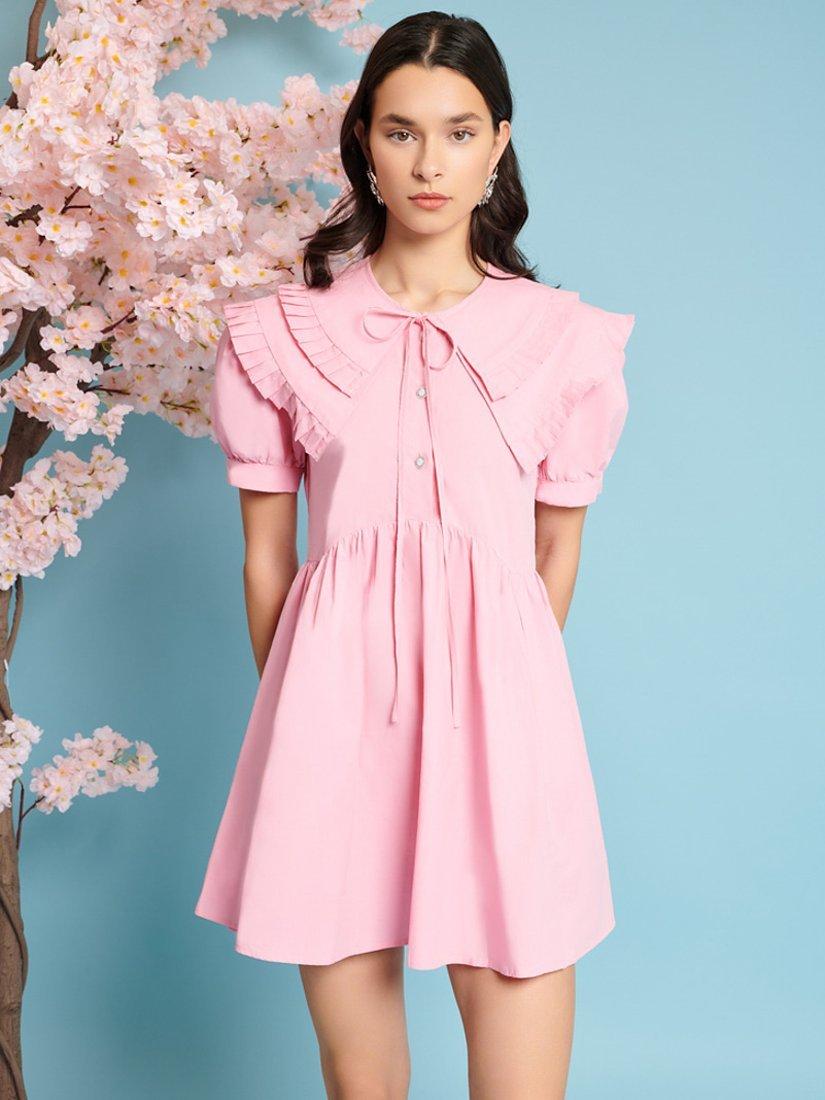 Sister Jane Flutter Pleat Mini Dress, Pink