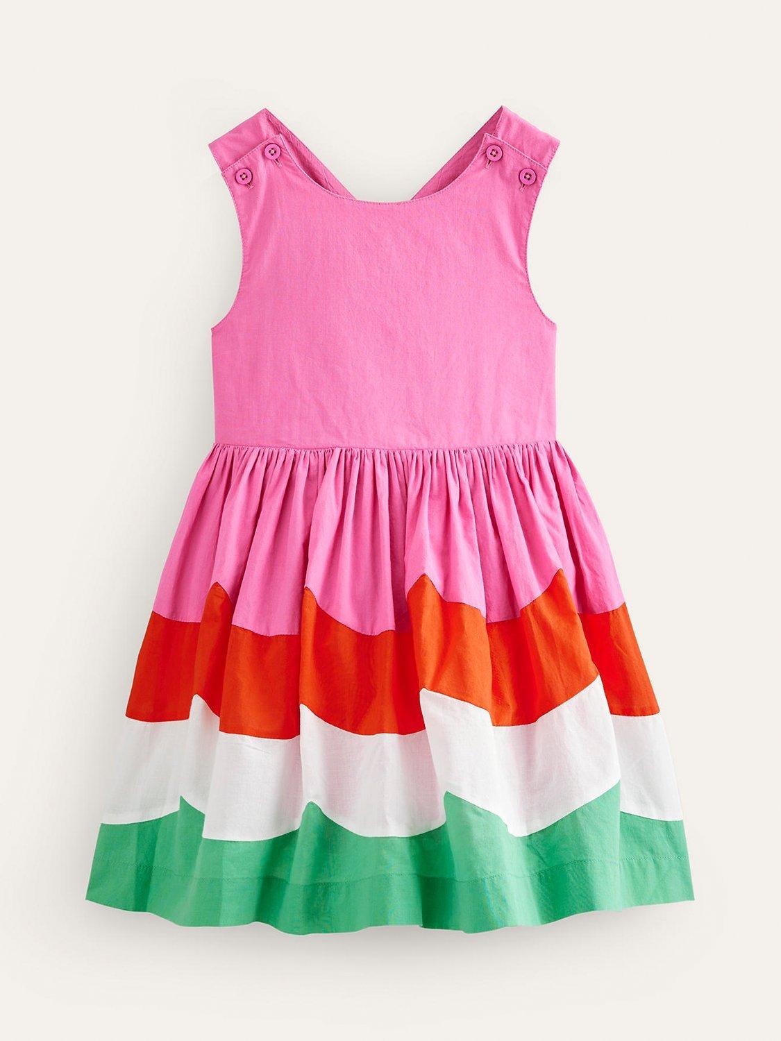 Mini Boden Kids' Cross Back Dress, Multi