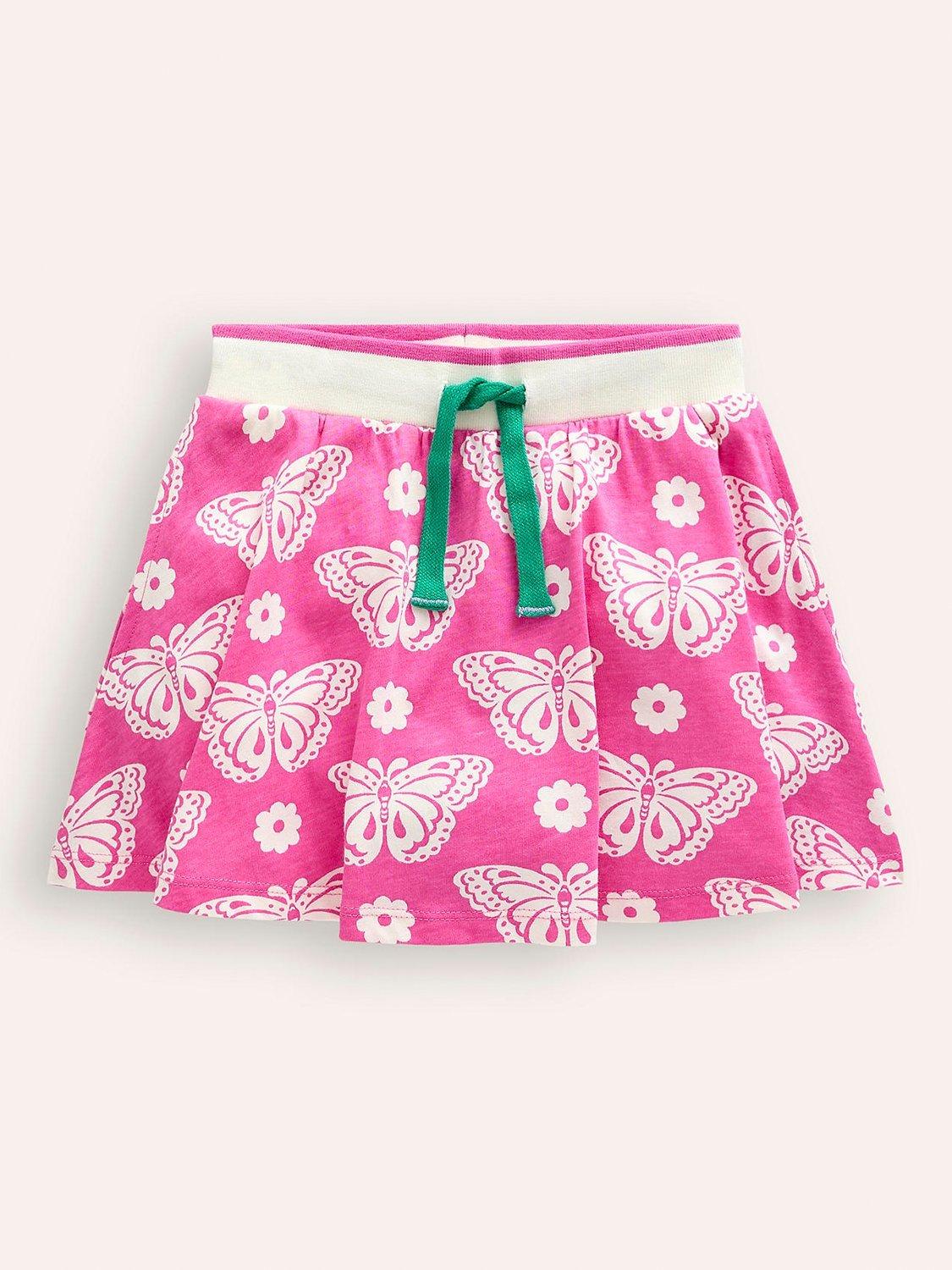 Mini Boden Kids' Butterfly Print Jersey Skort, Pink