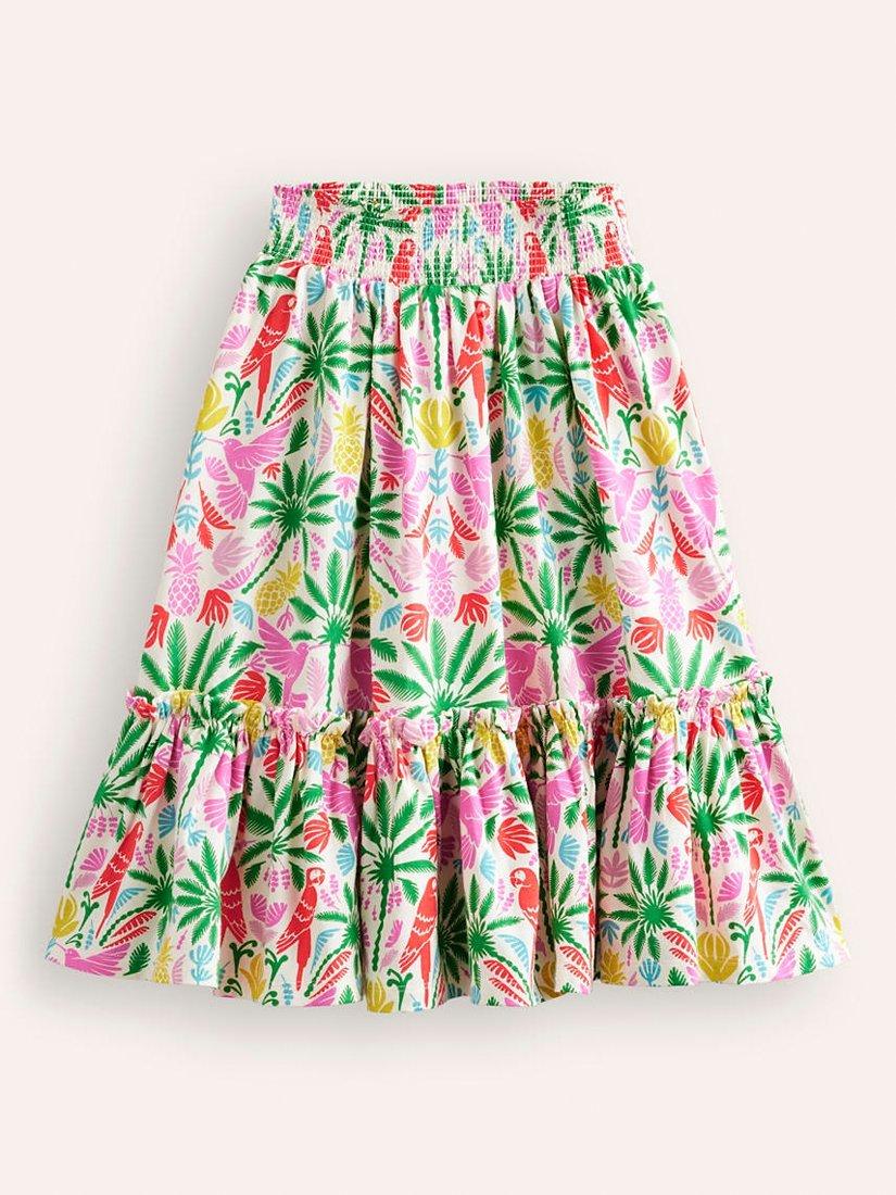 Mini Boden Kids' Rainbow Palm Print Midi Skirt, Multi