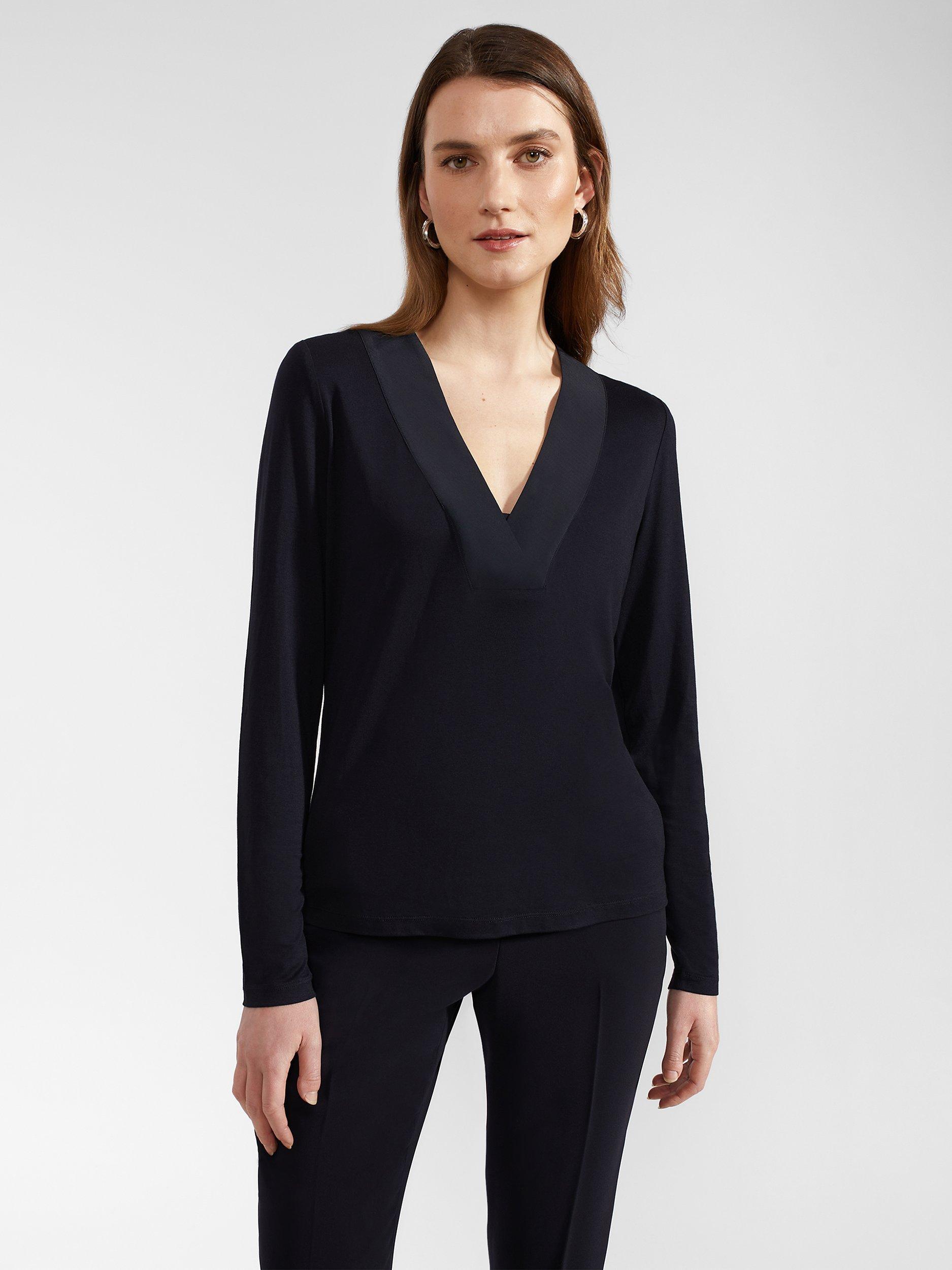 Hobbs Jonie V-Neck Top, Navy