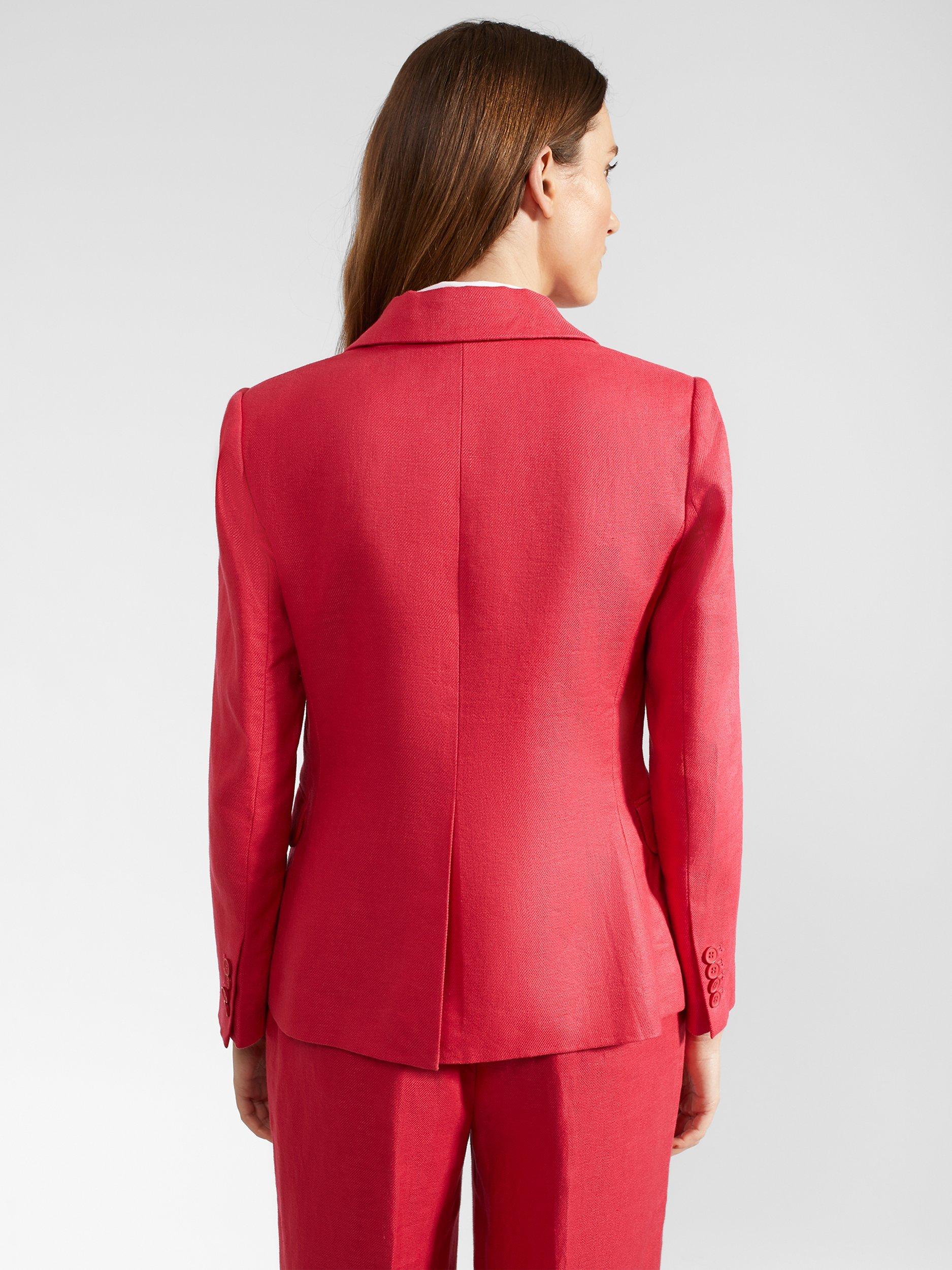 Hobbs Mirabel Single Breasted Linen Blazer Raspberry Pink