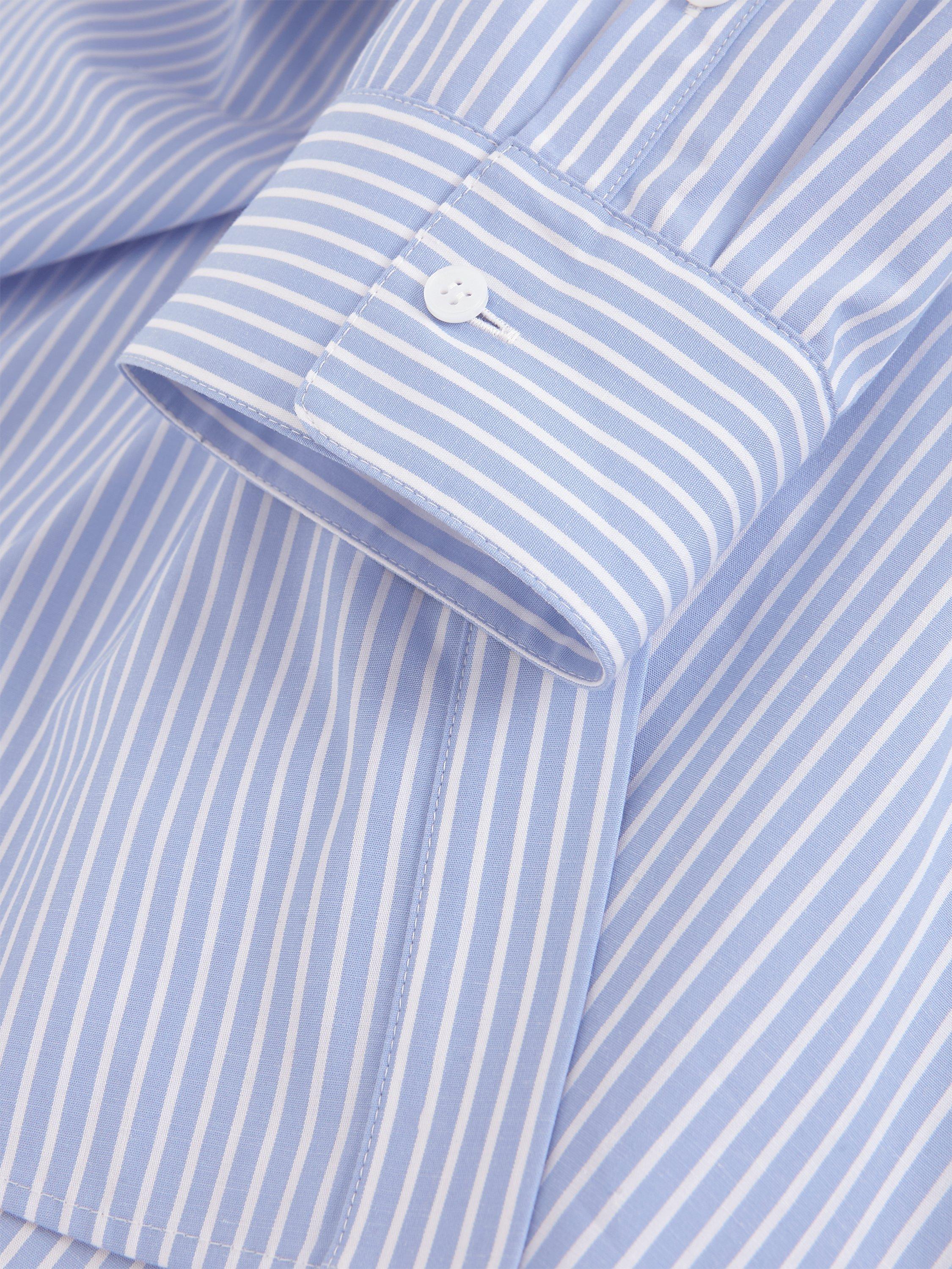 Product image 2 of 6, which shows Hobbs Harlow Cotton Knee Length Shirt Dress, Blue/Ivory, 14