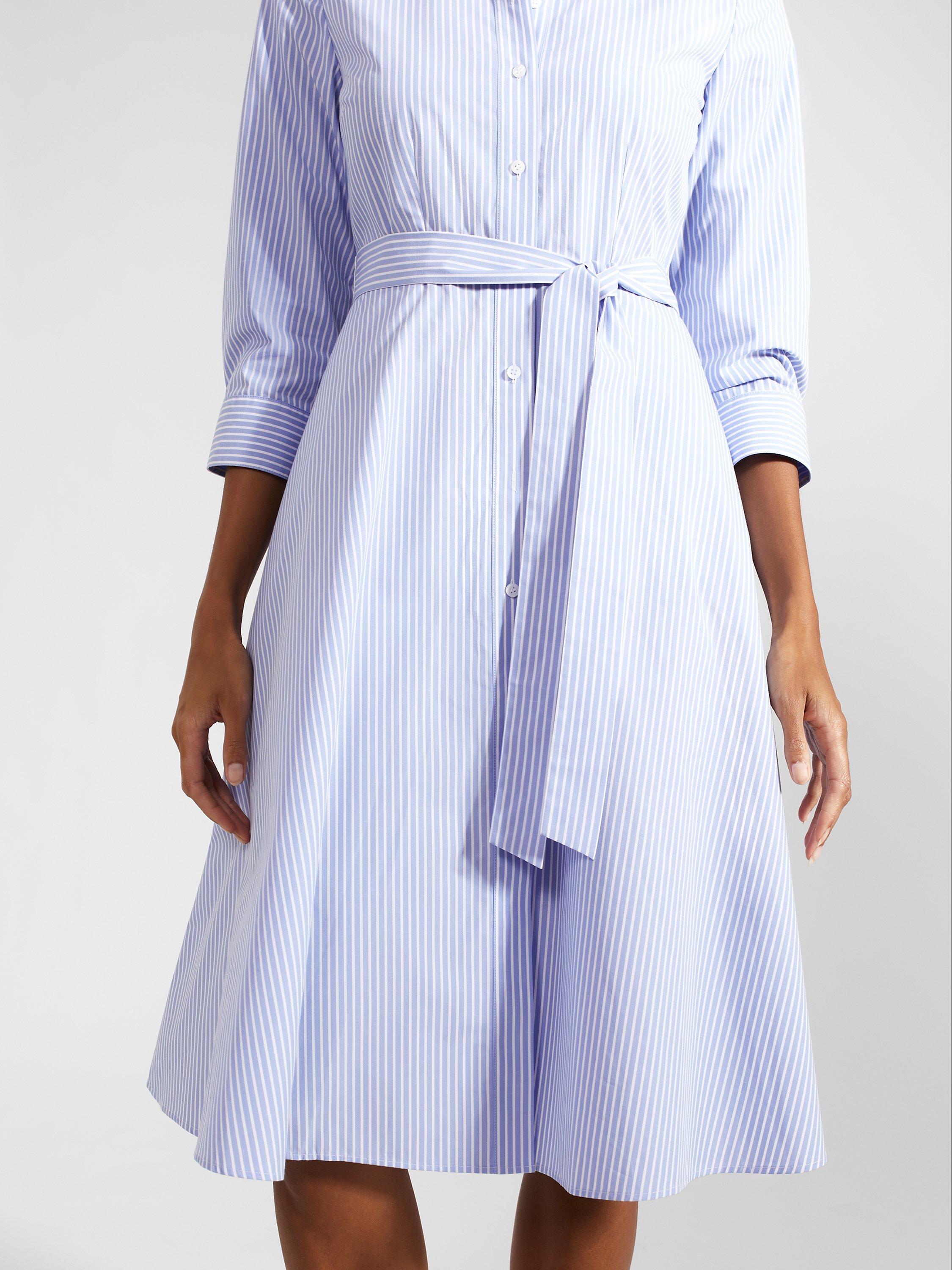 Product image 6 of 6, which shows Hobbs Harlow Cotton Knee Length Shirt Dress, Blue/Ivory, 14