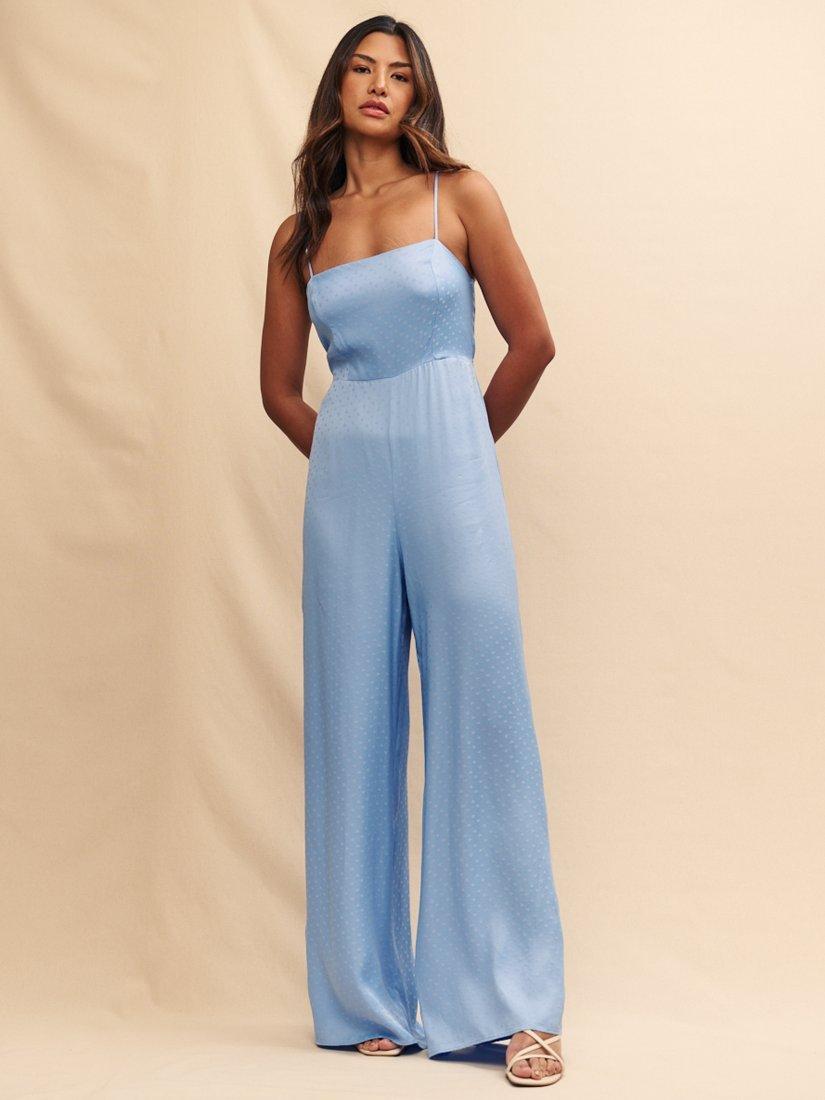 Nobody's Child Maddy Textured Spot Jumpsuit, Blue